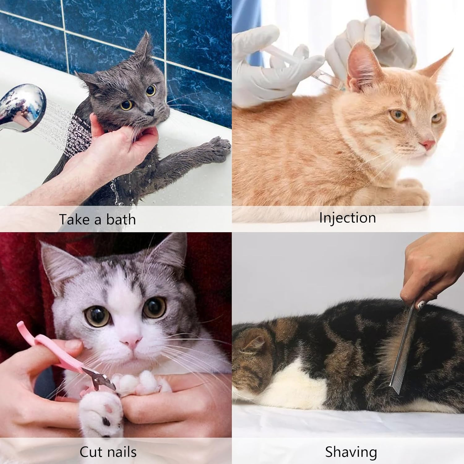 Niuhong 4 Pieces Cat Shoes Bathing Adjustable Cat Boots Breathable Mesh Scratch Protection Pet Cat Paw Protection Anti-Scratch Bathing Shaving Cutting Nails (L)