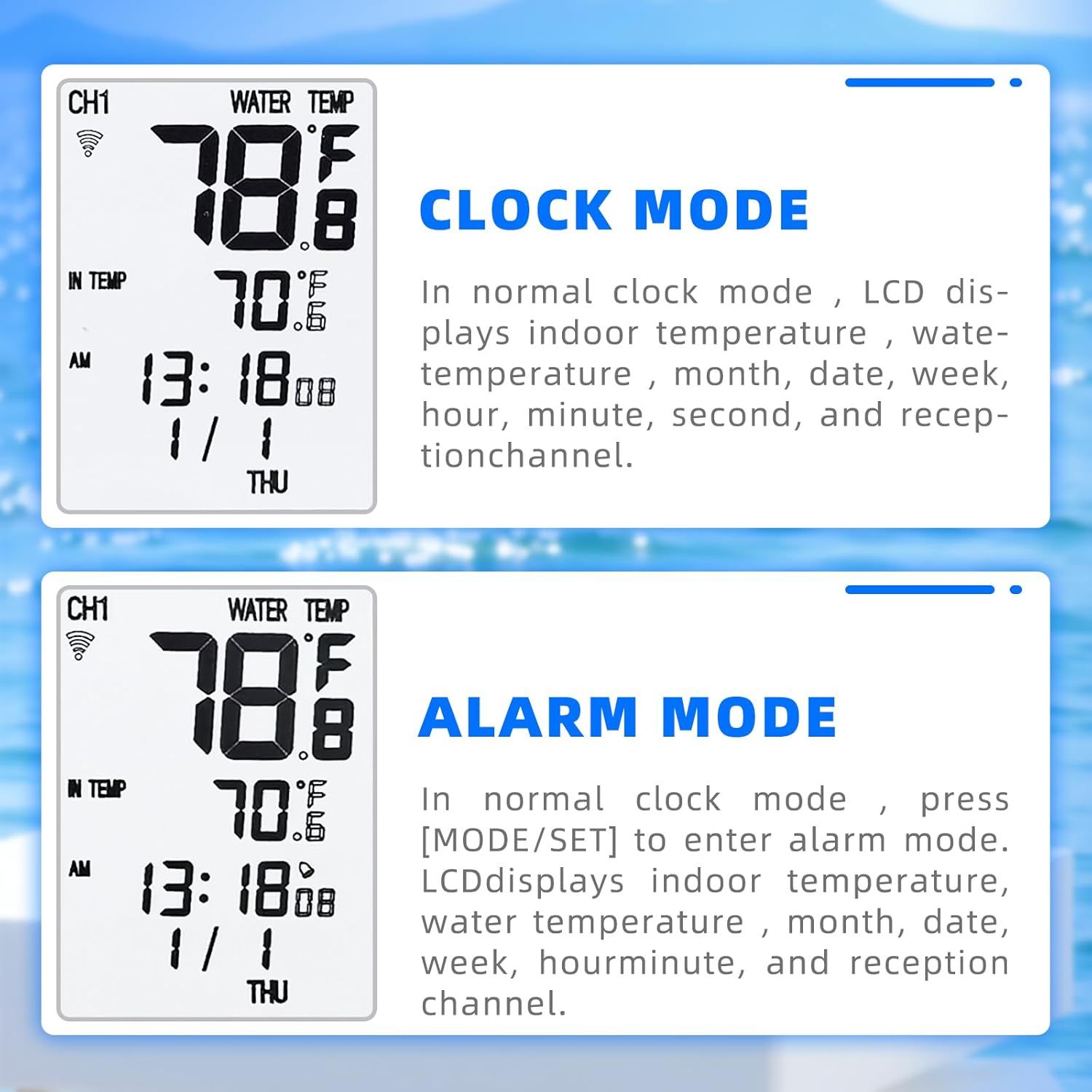 Digital Pool Floating Thermometer, Waterproof Water Temperature Monitor Wireless Digital Pool Thermometer for Hot Tub SPA Aquarium image number 6