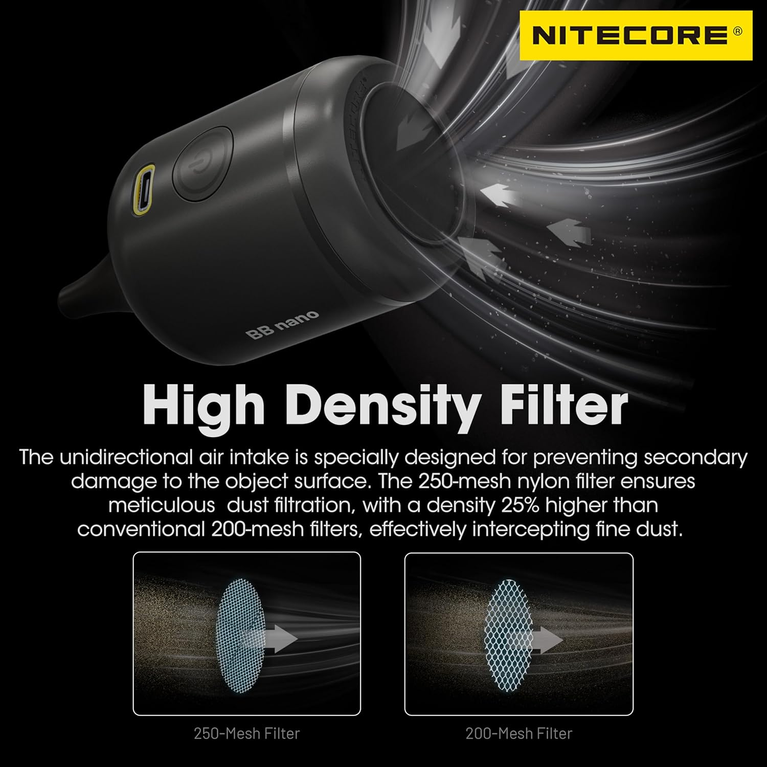 NITECORE BB Nano Portable Versatile Electronic Photography Air Blower with NIA007 Extension Vacuum Kit, NIA008 Enhanced Cleaning Kit, NITECORE Tag image number 5