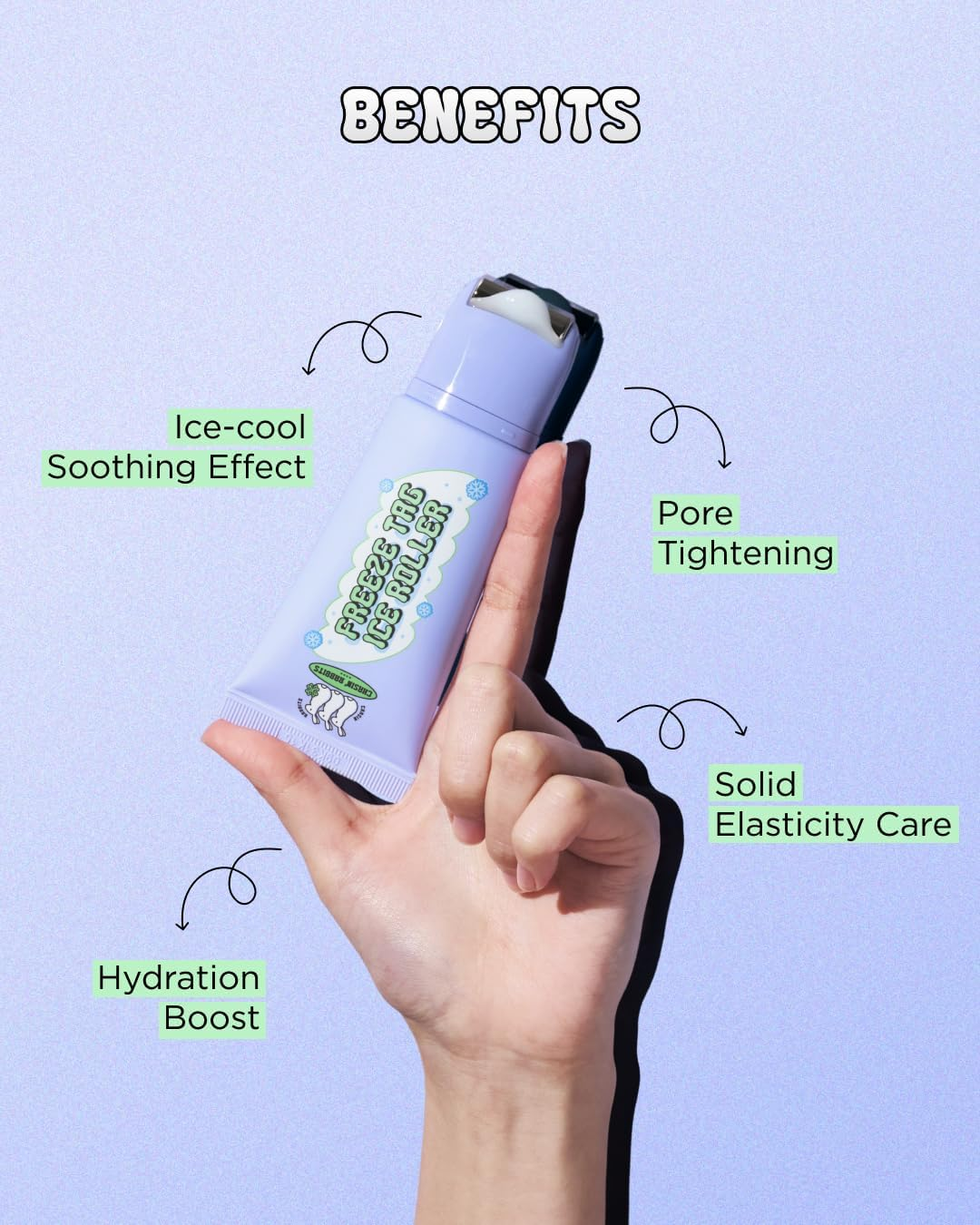 CHASIN' RABBITS Freeze Tag Ice Roller 1.69 Fl. Oz, Cold Face Roller for Wrinkles Care, Ice Face Roller Skin Care Gel Serum, Massage Roller Self Care for Women, Korean Skincare