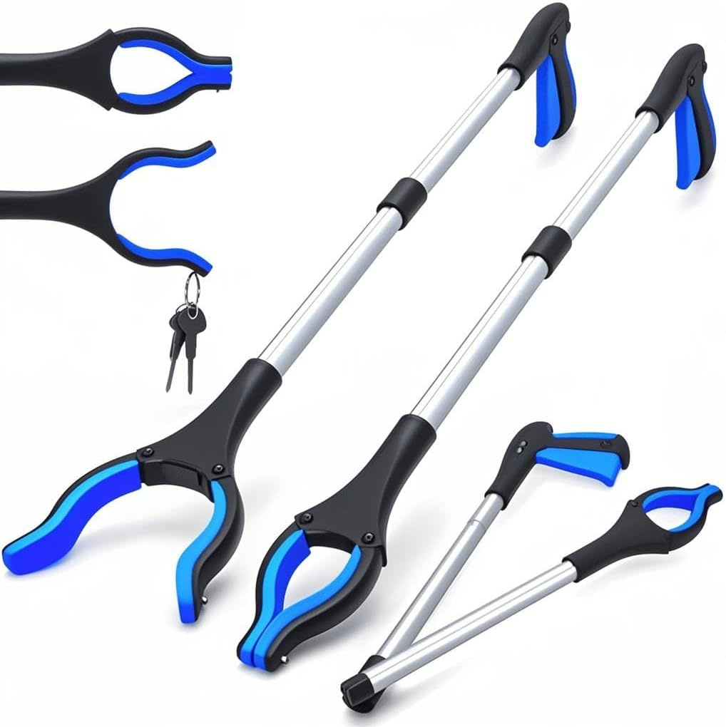 2-Pack Grabber Tool, 32" Long Reacher Grabber Pickup Tool with Magnetic Tip, Trash Picker Grabber for Elderly Grab It Reaching Tool, Garbage Picker Upper, Litter Pick up Grab Tool, Claw Grabber Stick