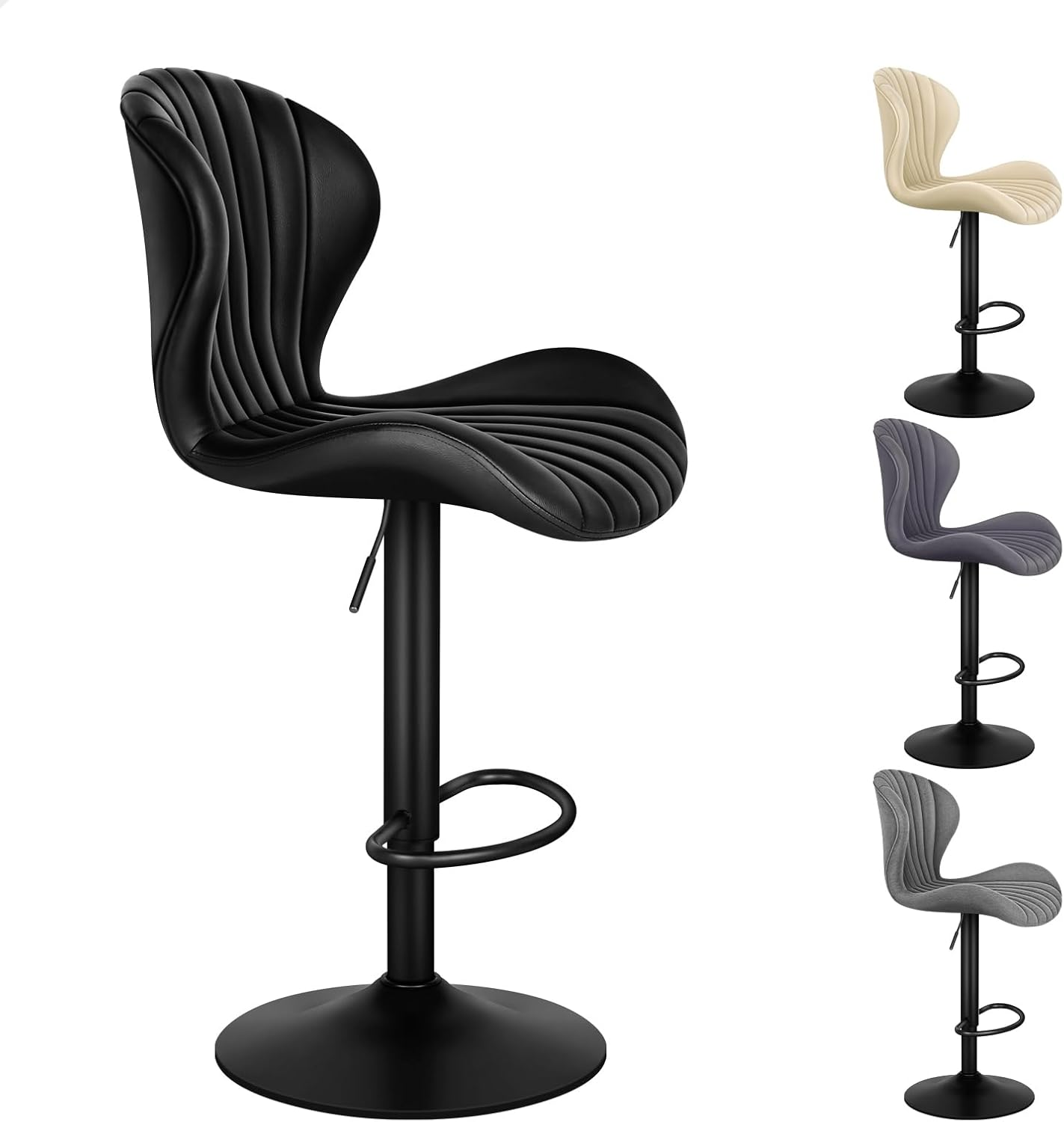 ALFORDSON 2X Bar Stool Gas Lift, Swivel Air Leather Bar Chairs, Counter Dining Chairs, Adjustable Kitchen Barstools in 64-85Cm Seat Height, Home Bar Dining Room Furniture, Stella Beige