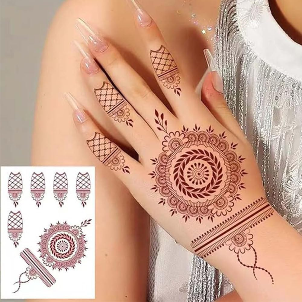 10 Sheets Temporary Tattoo Stickers, Waterproof Lace Pattern Tattoos Mystery Flower Body Art Sticker for Women Girls DIY Body Face Arms Legs,Waterproof Fake Tattoos Temporary Tattoo Kits image number 3