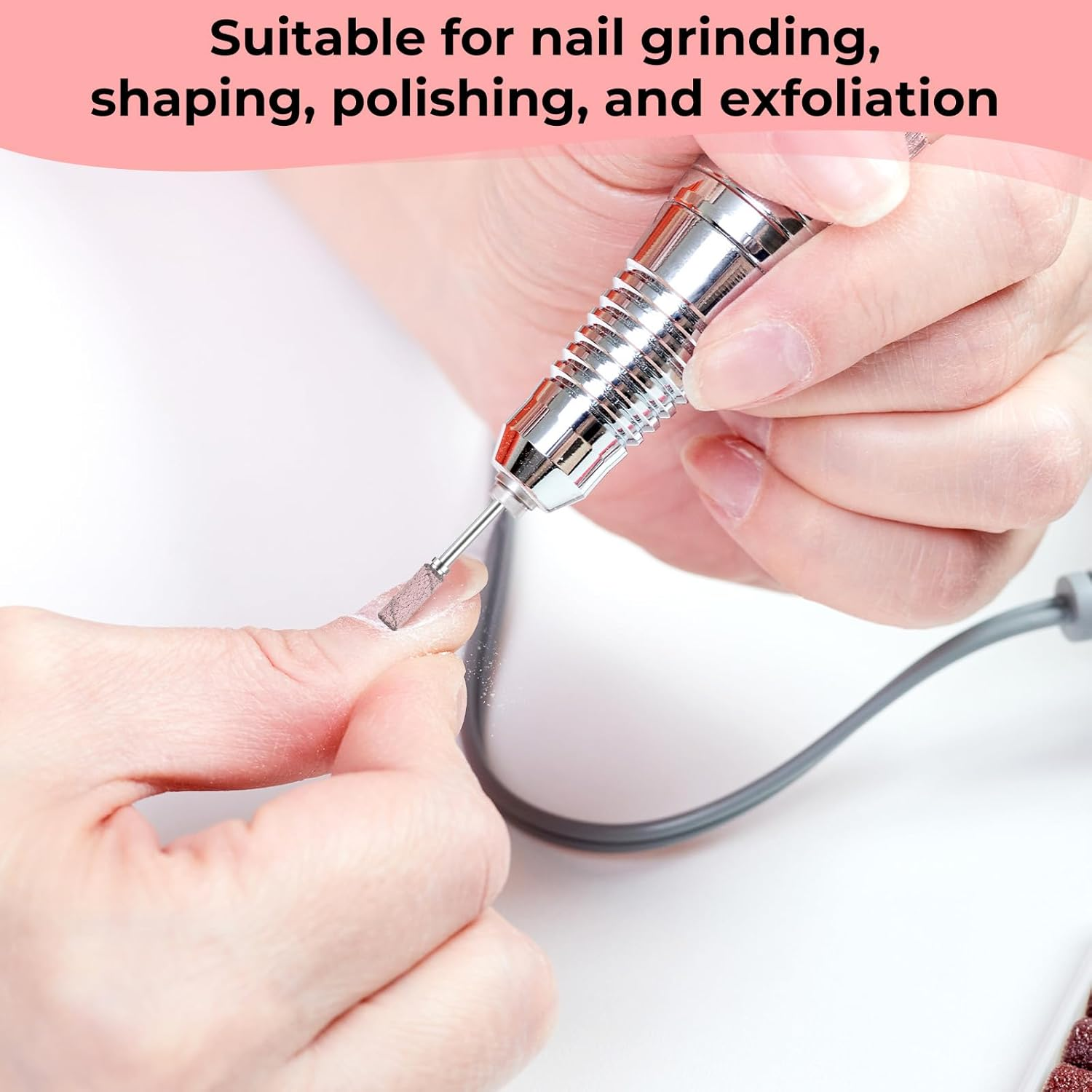 Pack of 100 Sanding Sleeves Nail Cutter Sanding Caps Nail Cutter 180 Grit 2 Pieces Nail Cutter Attachments for Manicure and Pedicure, Grinding, Nails and Removing Dead Skin image number 1