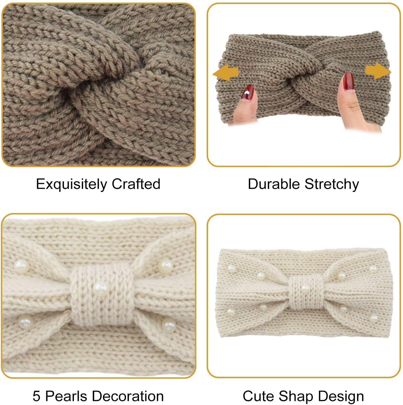 Pack of 6 Knitted Headbands, Women'S Headband, Fashionable Simple Headband, Warm Headband, Elastic Headband image number 5