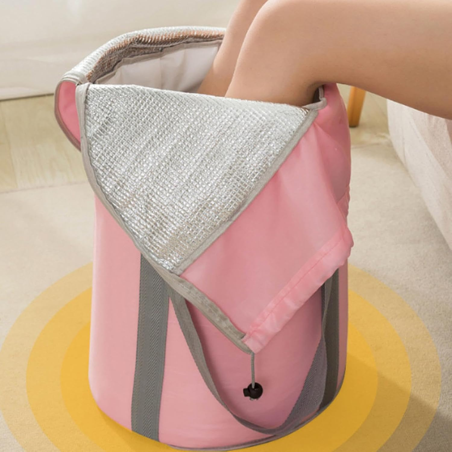 Foot Soaking Bucket - Foldable Foot Bath Basin Foot Wash Bag with Knee Cover - Foot Spa Bucket Pedicure Foot Spa Tub Bag for Outdoor, Laundry, Camping Use image number 6