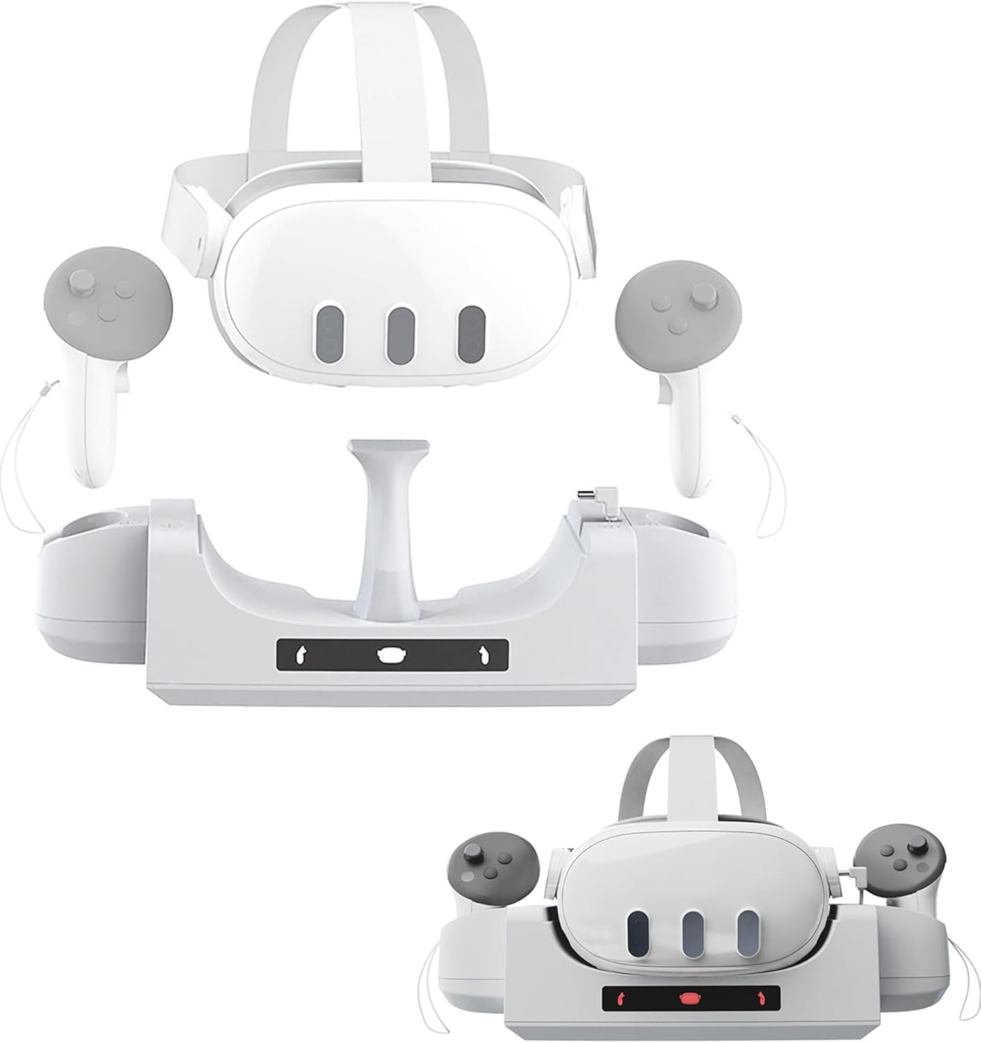 NUHFUFA Charging Base Station Compatible with Quest 3, Wall-Mounted Charging Dock for Quest 3 Headset & Controllers, Charger Stand with 2 Rechargeable Batteries Type-C Cable VR Accessories image number 3