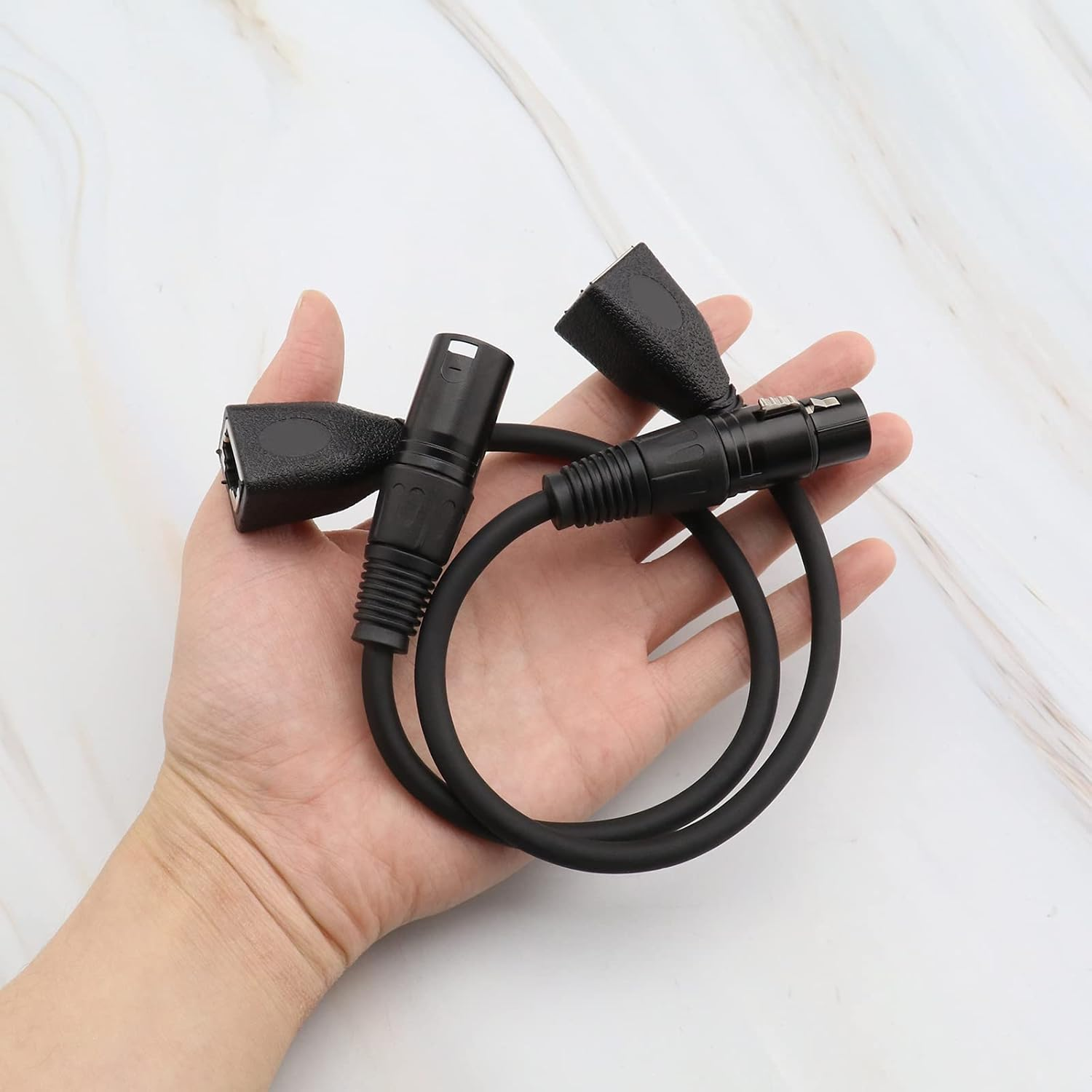 VGOL 2Pcs XLR 3 Pin Female&Male to RJ45 Female Adapter Converter Extension Cable Connector Cord XLR Adapter Cable LED Controller Converter Cable 30CM image number 1