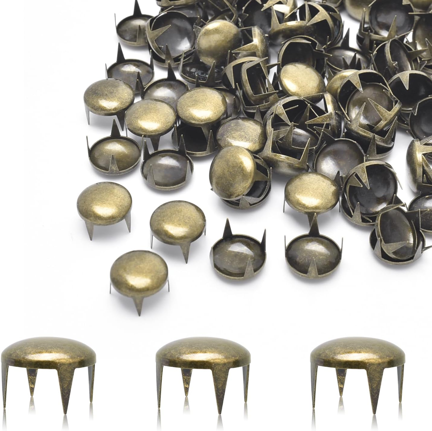 200Pcs 12Mm round Dome Rivets Spike Studs Spots Nailhead Punk Rock DIY Leather Craft for Shoes Clothing Bag Parts Decoration (Silver)