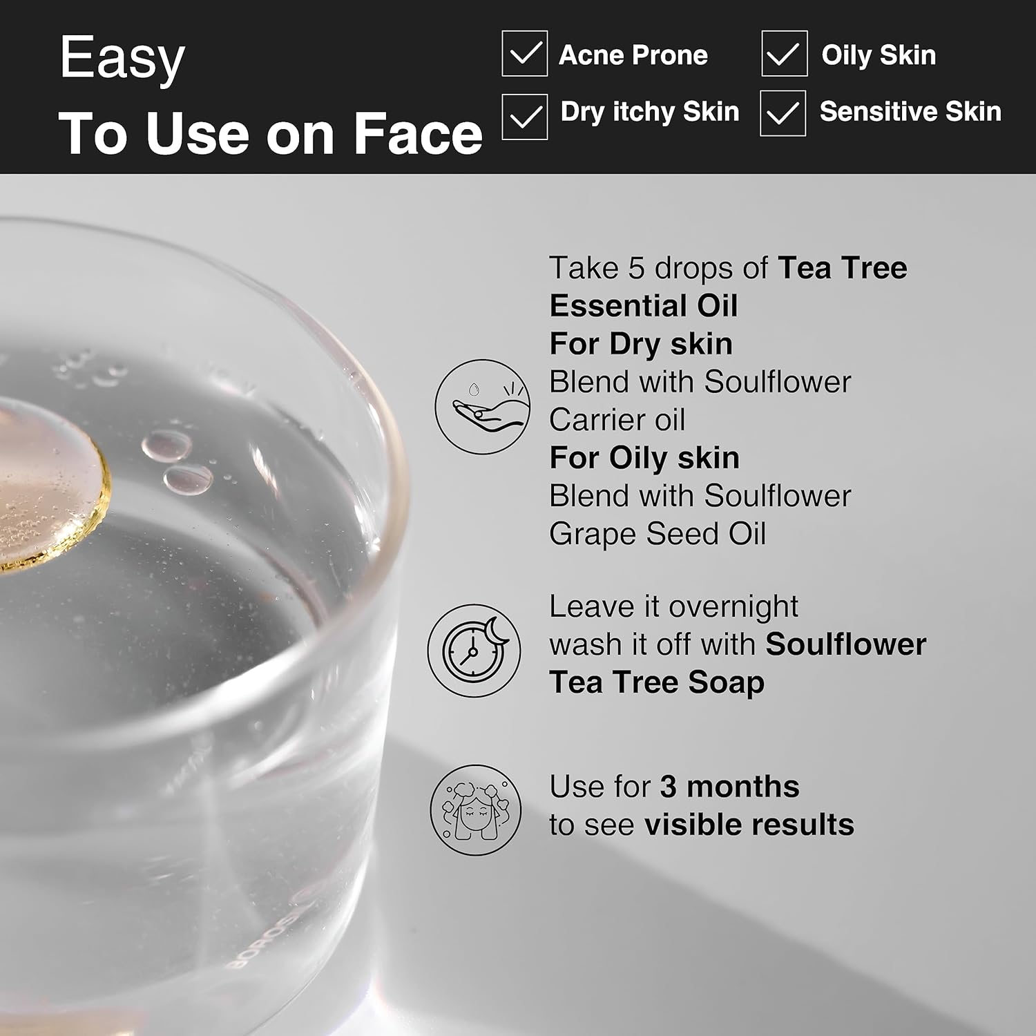 Soulflower Organic Tea Tree Essential Oil, Helps in Dandruff and Acne - 100% Pure, Natural, Organic, Cruelty-Free, Undiluted - 1 Fl Oz / 30Ml image number 2