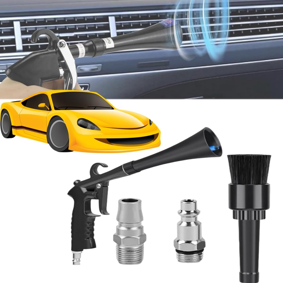 Car Interior Spray Dragon Roll Car Cleaning Set, Car Beauty Tool, Used for Quickly Blowing off Dirt and Dust on the Car, with 3 Connectors image number 5