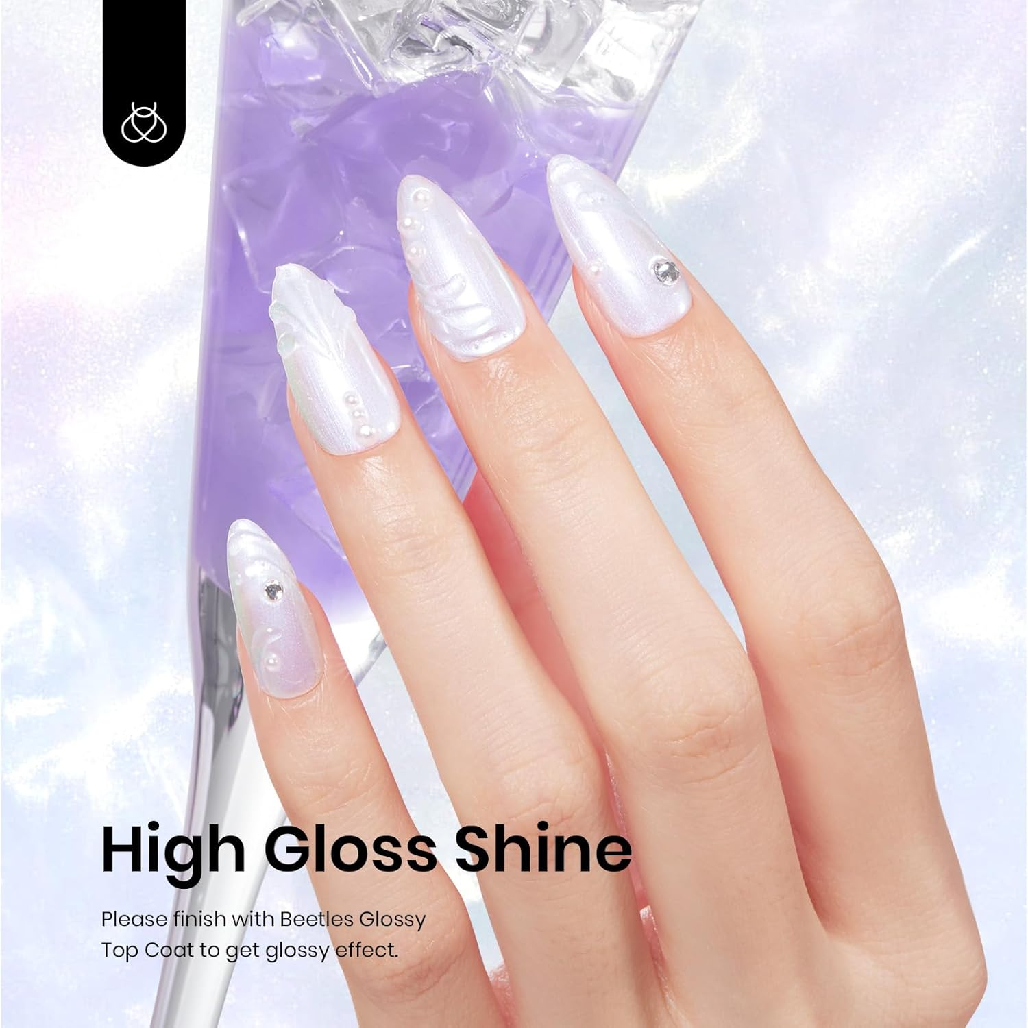 Beetles Gel Polish Gel Nail Polish, 1 Pcs 15Ml Pearl Crystal Snowflakes Glitter White Gel Polish Soak off Shimmer Nail Art Manicure Salon Diy Home Uv Gel Nail Art Design image number 2