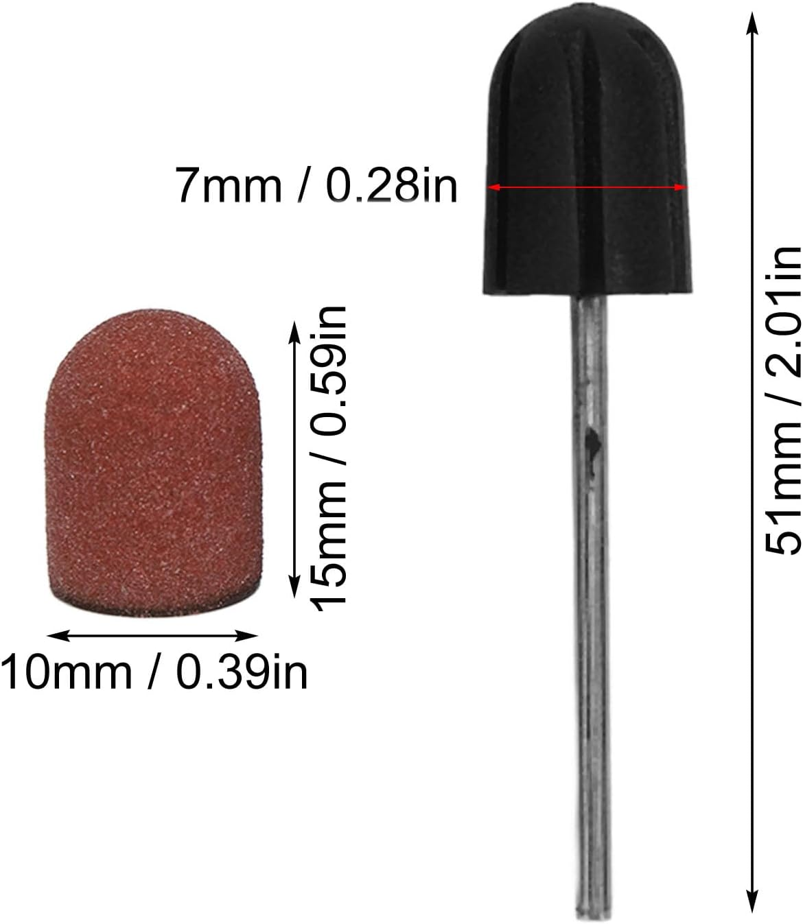 Jiawu 120 Grit Nail Art Sanding Caps Manicure Polishing Grinding Bands Set with Shaft for Nail Sanding Bands image number 2