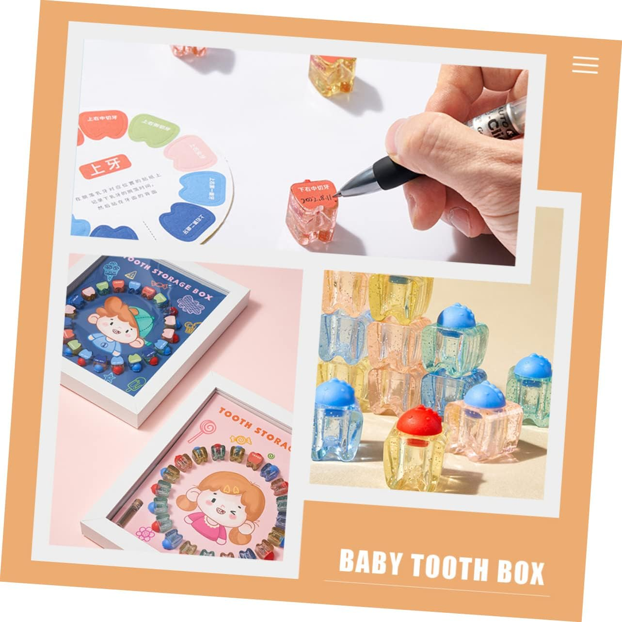 Baby Tooth Collection Box and Keepsake Holder for Kids Crystal Tooth Saver Case White Frame for Boys and Girls image number 3