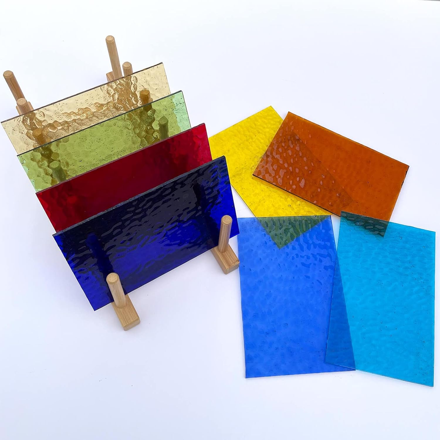 LITMIND 8 Sheets of Stained Glass Sheets, 4X6 Inch Glass Mosaics Tiles for Crafts, Ripple Cathedral Textures Art Large Stain Glass Sheets for Stained Glass Projects (Translucent) image number 6