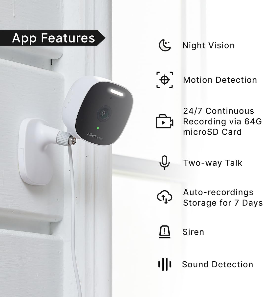 Alfredcamera Alfredcam plus 2 Smart Home Security Camera 2.5K, 5G/Wifi, Indoor/Outdoor, IP65 Waterproof, LED Spotlight, Two-Way Audio, Color Night Vision, Baby/Pet Cam, App Powered (70M+ Downloads) image number 4