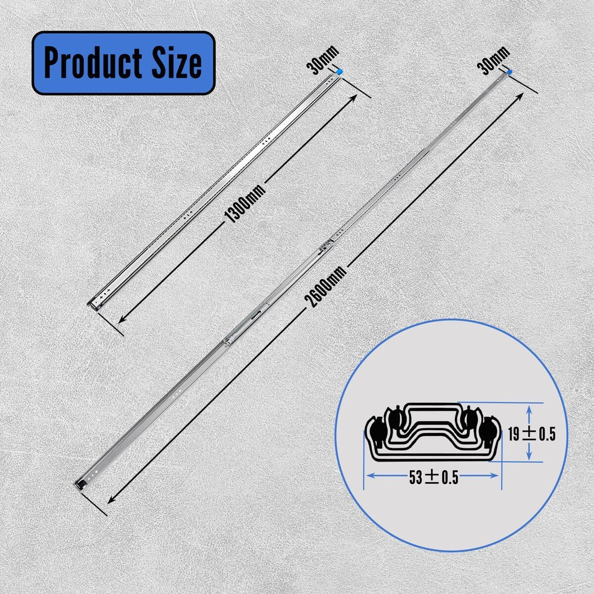 Shogun Drawer Runners Heavy Duty Slides Rails Cabinet Guide Locking Ball Bearing Track 120Kg Full Extension 1300 to 2600Mm Metal Trailer RV Camper Toolbox image number 2