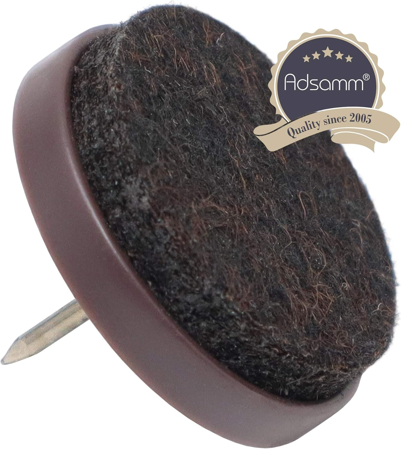 Adsamm FP-N-BR-28-4 FP-N-BR-28 Felt Pads with Nail, Brown, Diameter 28 Mm image number 2