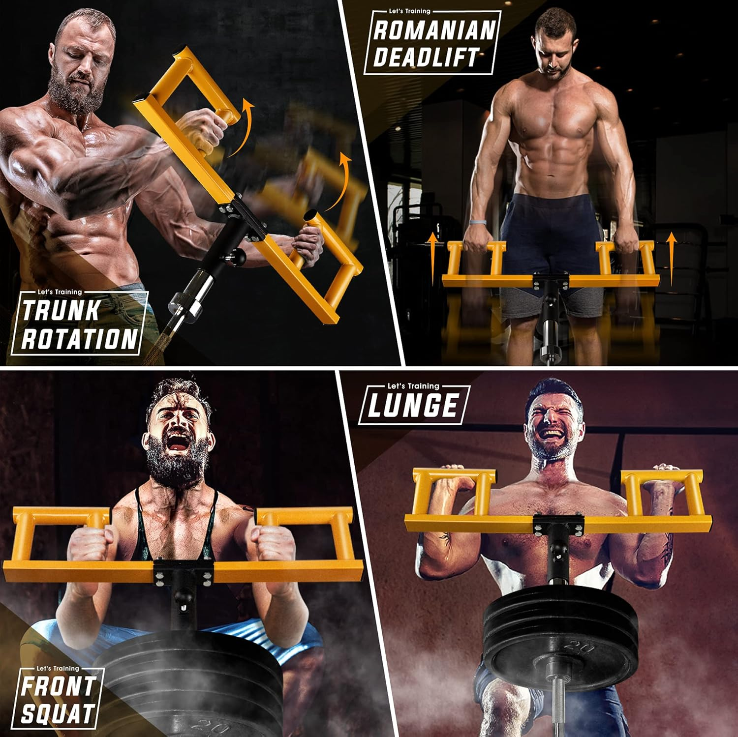 Yes4All Viking Press, Landmine Handle Attachment for 2-Inch Olympic Barbell &ndash; 3 Hand Grip Positions - Support Home Gym for Deadlift, Squat Workout, Increased Versatility - Orange image number 6