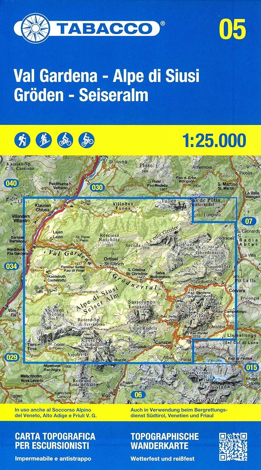 Val Gardena. Alpe Di Siusi. Gr&ouml;den. Seiseralm. Carta Topografica in Scala 1:25.000: 05