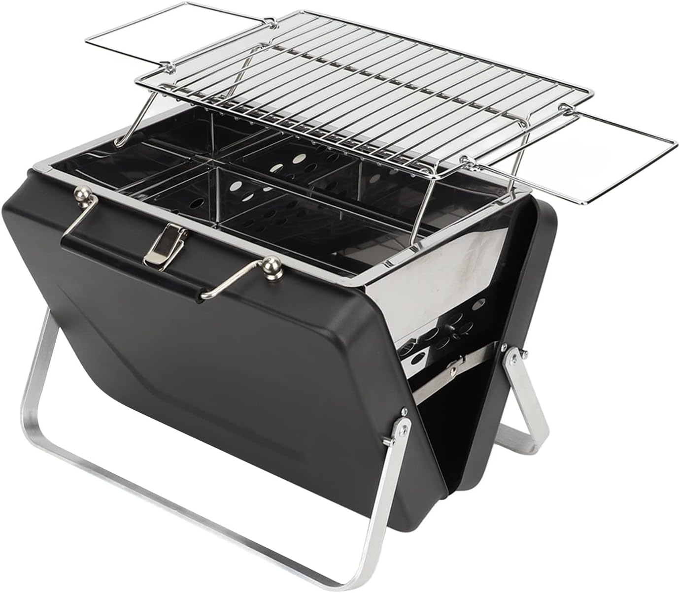 Portable Charcoal Grill, Mini 410 Stainless Stee Portable Charcoal BBQ Grill for Outdoor Cooking image number 5