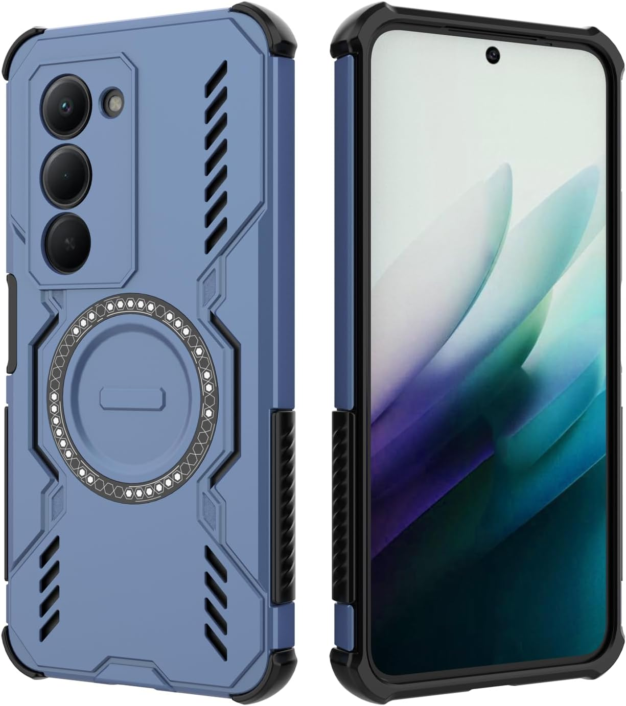 DEDUX Case for Xiaomi Redmi 15 5G Protective Case, Mobile Phone Case Tough Armor Robust PC with Magnetic Ring + Shockproof TPU Compatible with Xiaomi Redmi 15 5G Case Cover. Blue