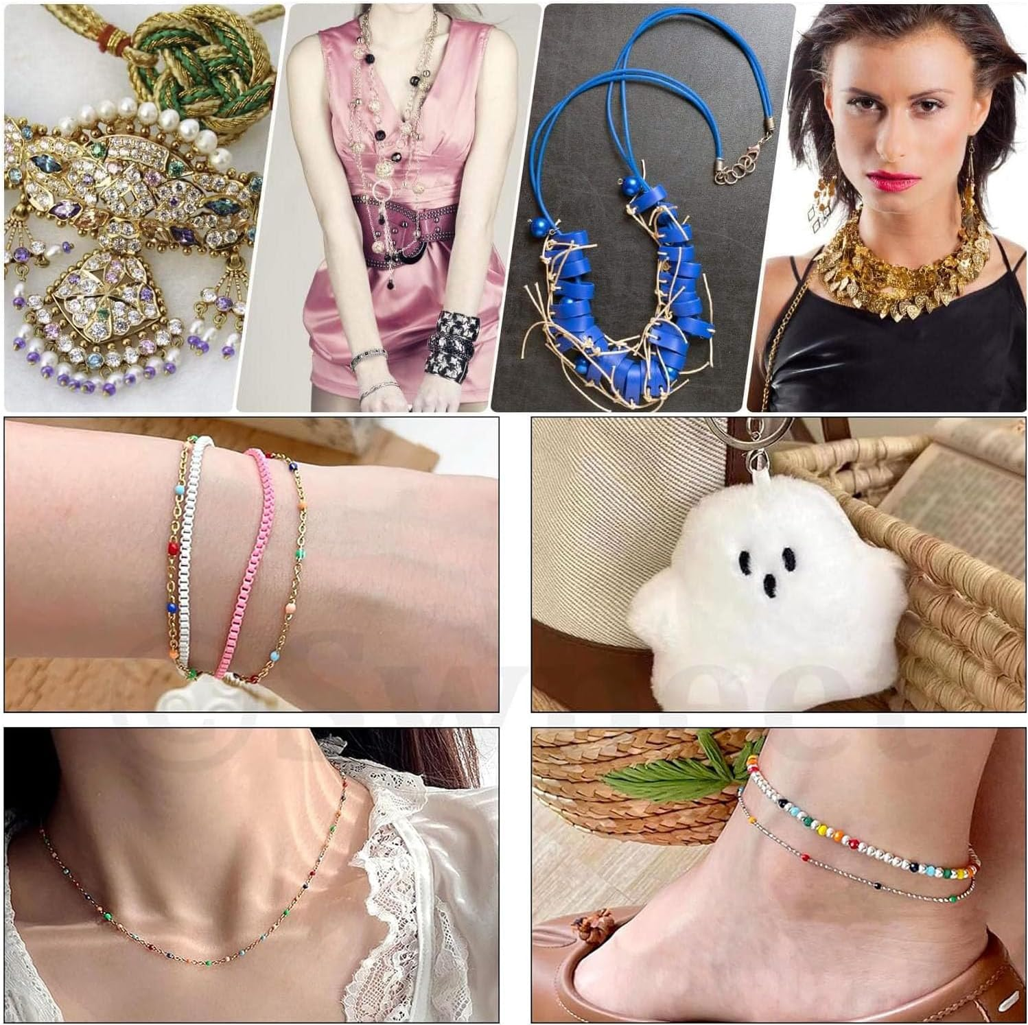 Paifeancodill Ribbon Bracelet with Pliers Tool Assortment Kit, Bookmark Pinch Crimp Ends Lobster Clasps with Jump Rings and Chain Extenders, Ribbon Clamps Ends with Pliers Set for Jewelry Making(771) image number 4