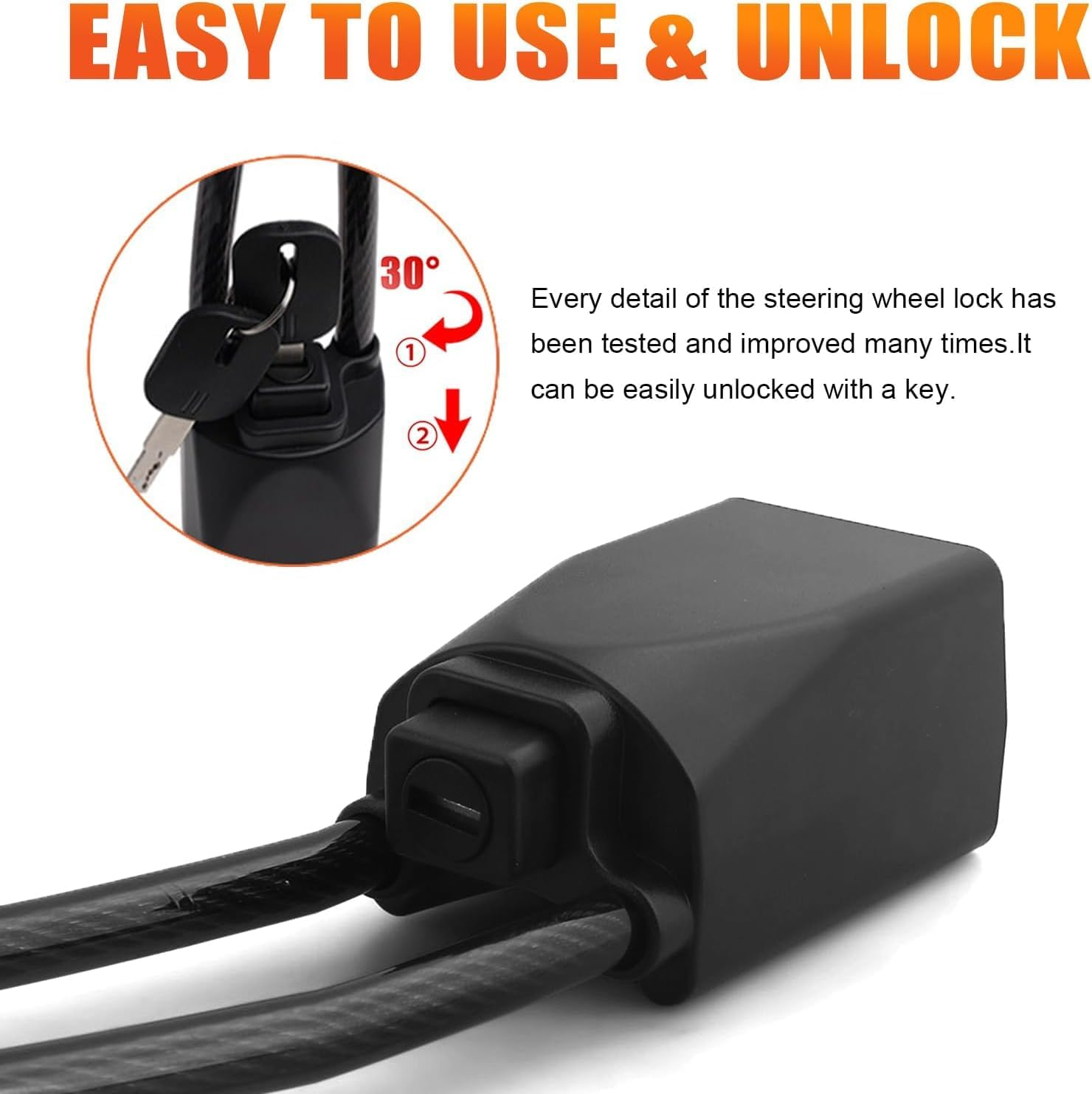 Car Security Lock - Dualguard Universal Steering Wheel & Seat Belt Lock for Double Protection, 17 Inch Compact Anti-Theft Device for Most Vehicles image number 5