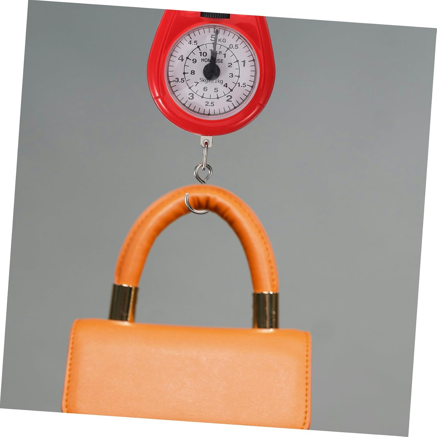 CIYODO Portable Mechanical Spring Scale for Luggage Handheld 50Kg Weight Measurement Tool Hook Compact and Lightweight Travel Weighing Scale (Red)