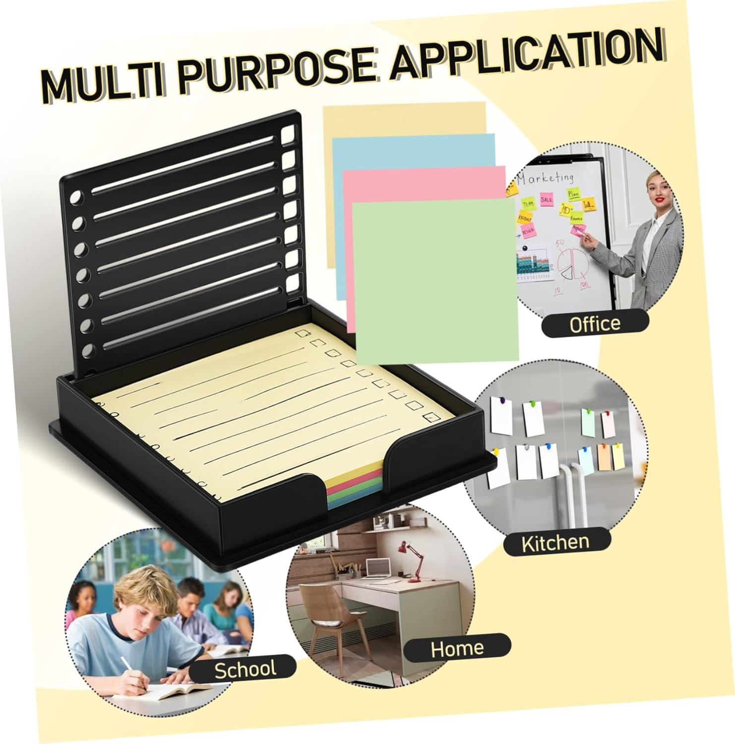 HONMEET Post Note Template Reusable Notes Stencil Holder Stickers Organizer Memo for Desk Stationery Storage Shipping Label Holder Label Dispenser Sticker Display Rack image number 4