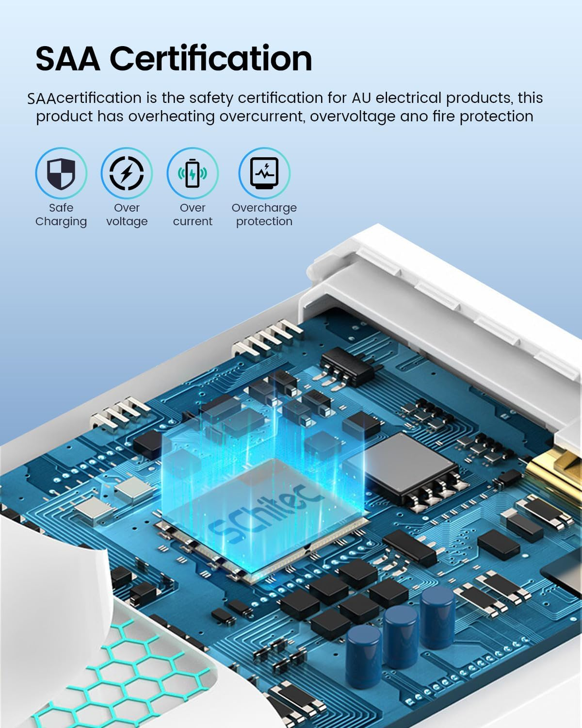 2-Pack SCHITEC 20W USB-C Charger with 1 M USB-C Cable, PD 3.0 Fast Wall Adapter, Compatible with Iphone 15/16/16 Pro Max, Ipad, Galaxy S25, Pixel 10 Pro, Galaxy A56(Black) image number 5