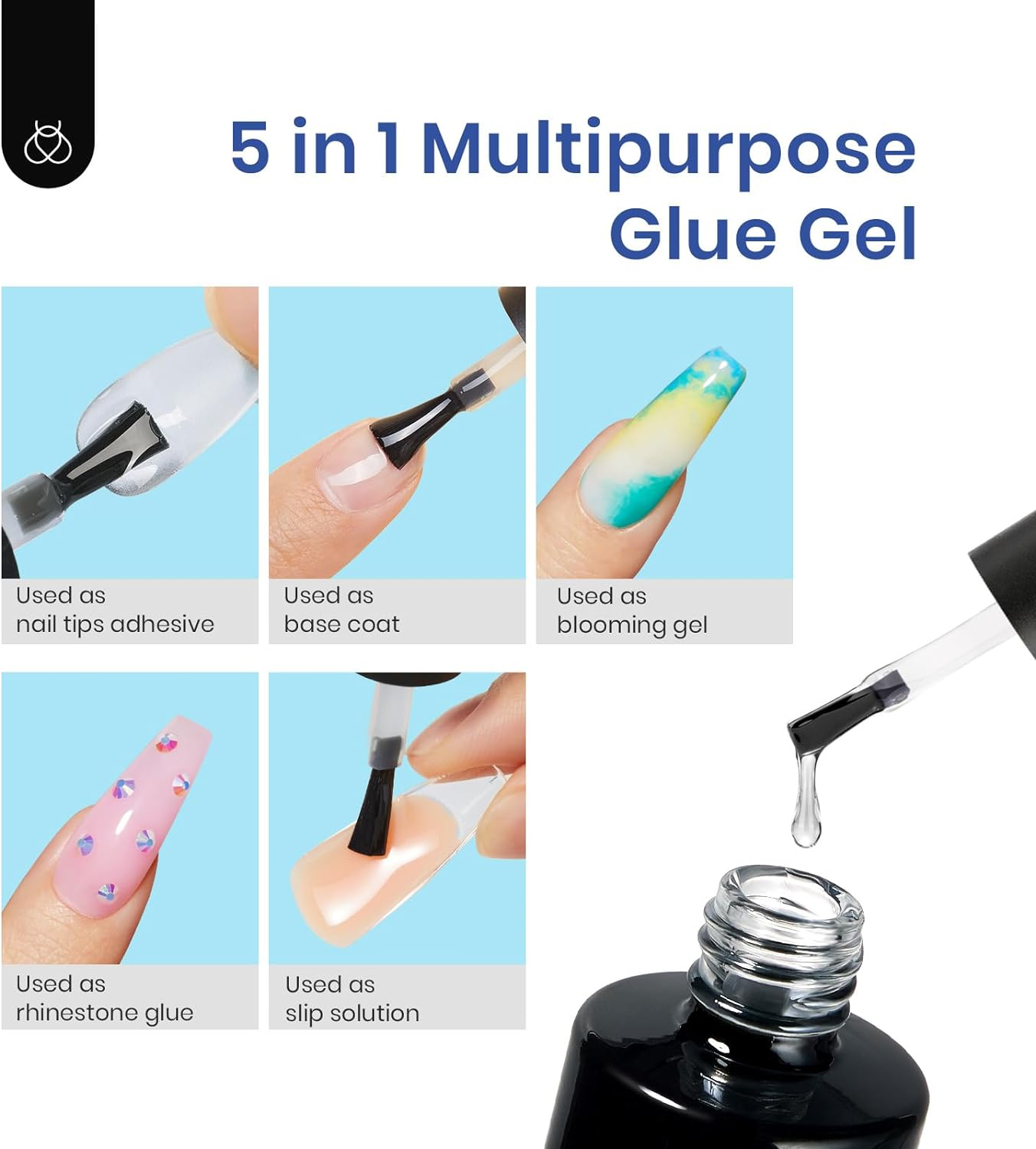 Beetles Gel Nail Kit Gel Nail Polish Nail Extension Kit 500Pcs Long Almond Pre Shaped Clear Full Cover False Nail Tips with 5 in 1 Nail Glue and Innovative Led Nail Lamp for Nail Art Diy Home Manicure image number 5