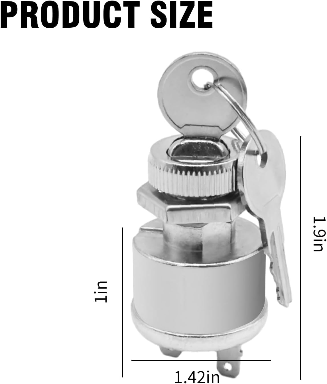 EATAKWARD 17421G1 Ignition Switch W/Key Replacement for EZGO Electric Golf Cart 2 Prong 4 Key Free Terminals Carabiner Golf Cart Starter Switch Ignition Key Switch