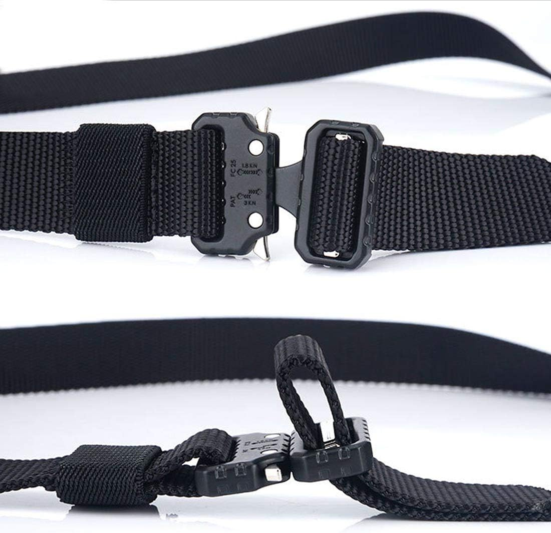 QAZSE 1 Inch Nylon Tactical Belt Quick Release Metal Buckle Heavy Duty Military Sports Skinny Webbing Work Belts for Men - Black-2 image number 5
