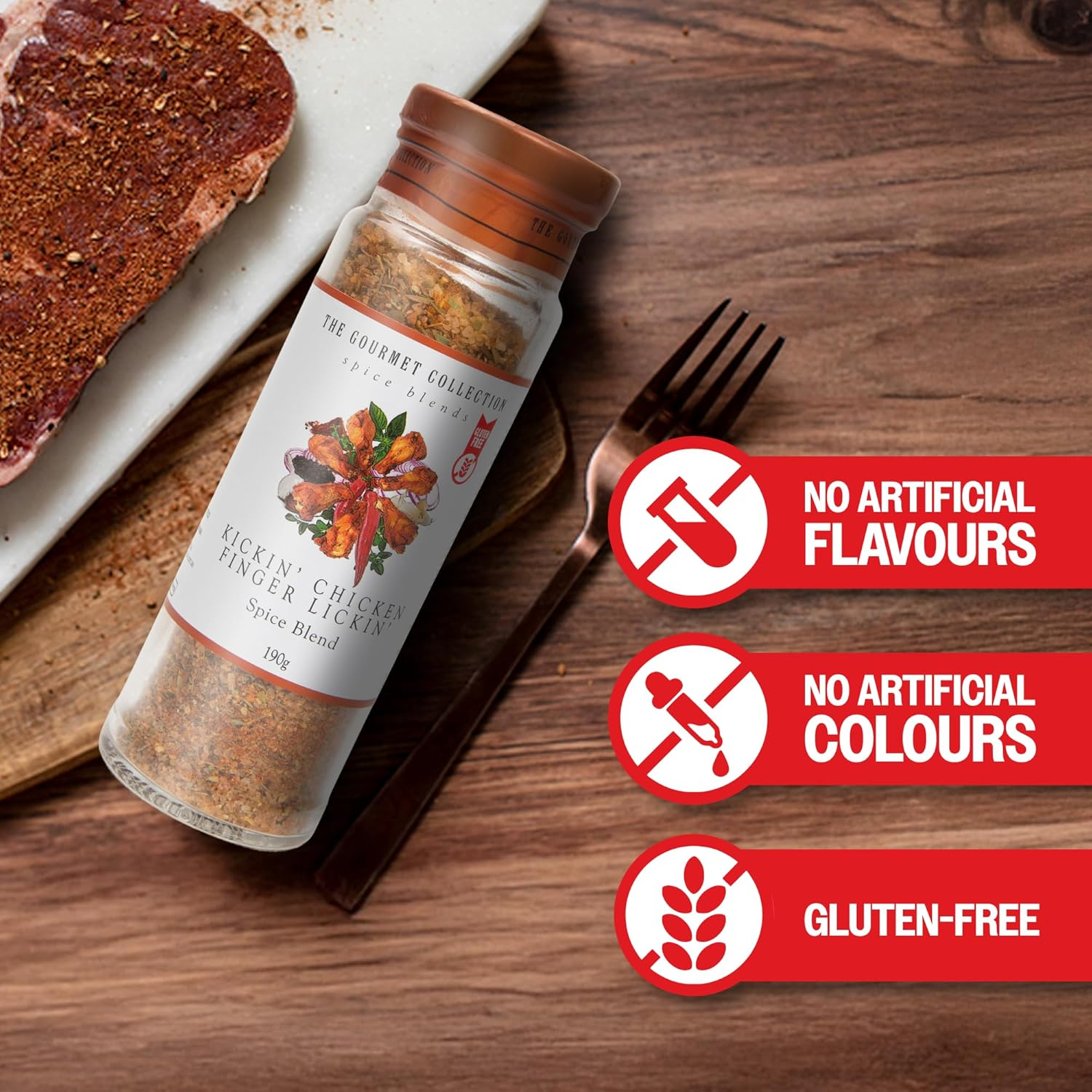 The Gourmet Collection Kickin Chicken Finger Lickin Spice Blend, 190G &ndash; Gourmet Seasoning for Chicken & Grilling, Spice Mix, Gluten Free, No Artificial Flavours or Colours, Cooking Spices