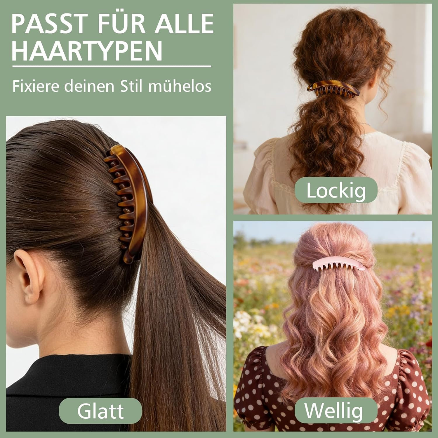 Nhgkju Set of 10 Banana Clips Hair Clips &ndash; 10 Colours (Black, Pink, Military Green and Much More) &ndash; 13 X 3 Cm Size &ndash; ABS Resin Material with Matte Elastic Varnish &ndash; Dense Scratches for Secure Hair image number 1