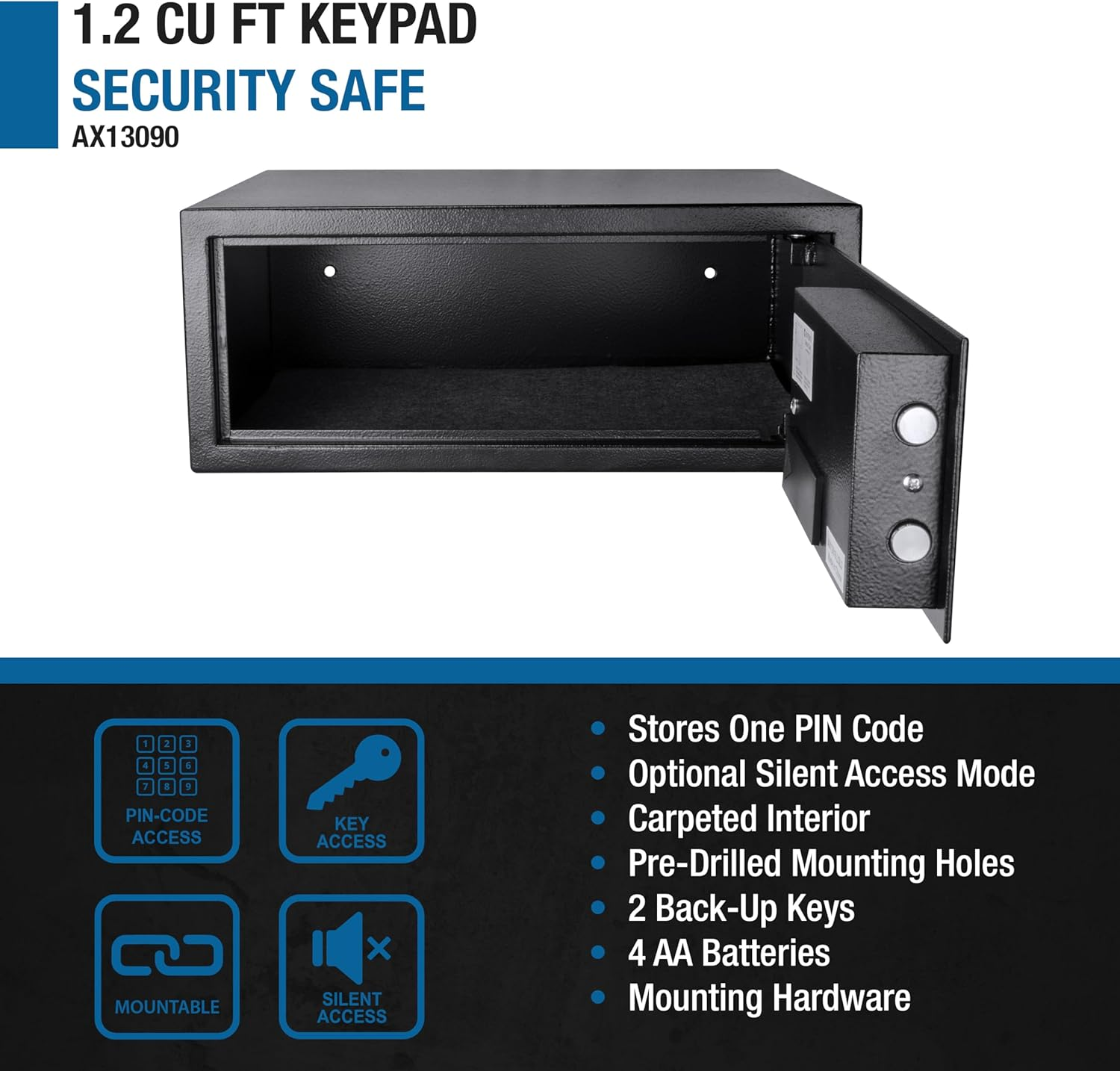 Barska Digital Keypad Home & Office Steel Security Safe Lock Box with Deadbolts - 1.2 Cu Ft Standard image number 3