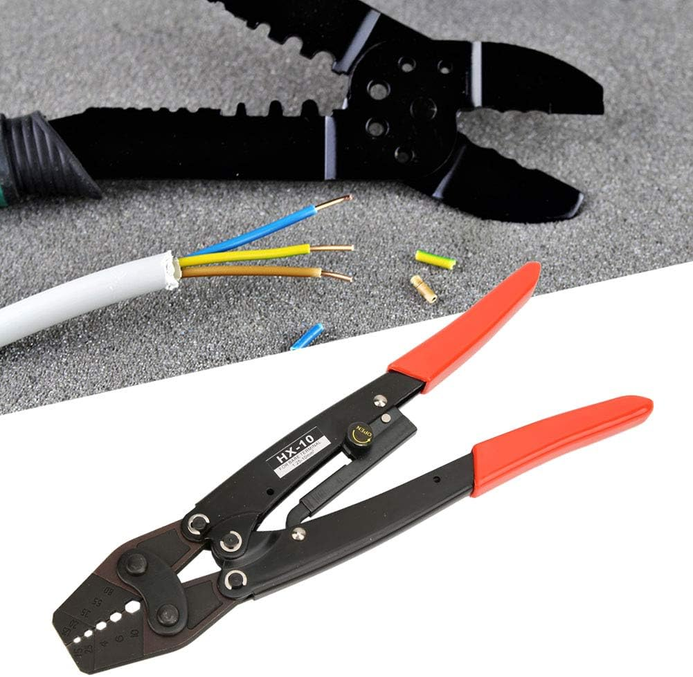 HX-10 Carbon Steel Wire Crimper Ratcheting Terminal Crimper Pliers 1.25~&sup2; AWG10-6 image number 5