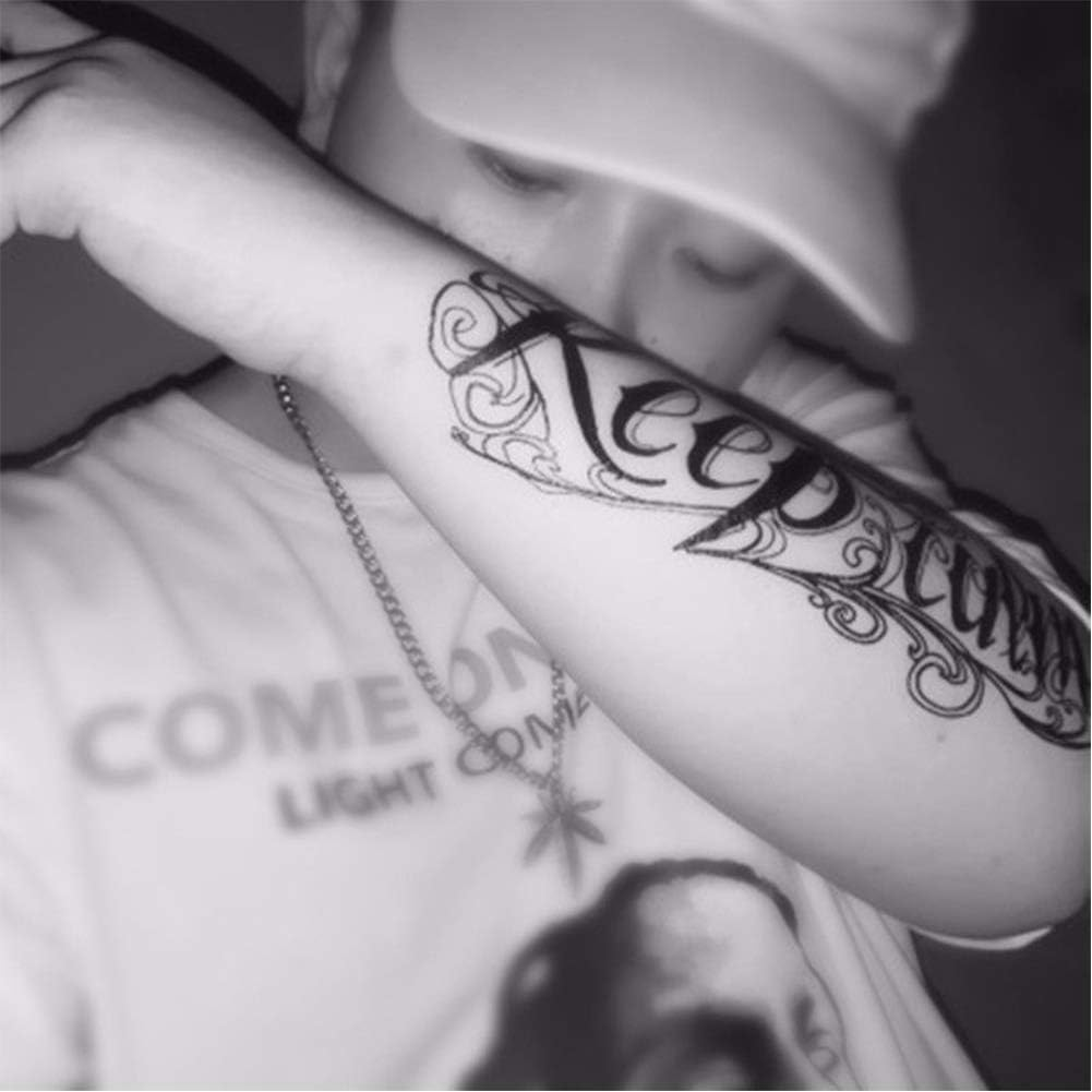 ELANE 19 Sheets Tramp Stamp Temporary Tattoo,Fake Temporary Tramp Stamp Tattoo Stickers for Women Grils Men - 19Pcs-Black image number 3