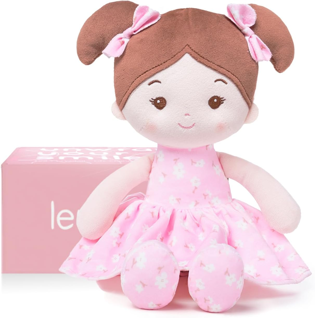 Leyadoll Soft Baby Doll Toys (12''), My First Baby Rag Doll for 1 Year-Old Girl Birthday, Leya Doll Christmas Plush Toys for Toddler Kids Infants -Florabelle-Pink