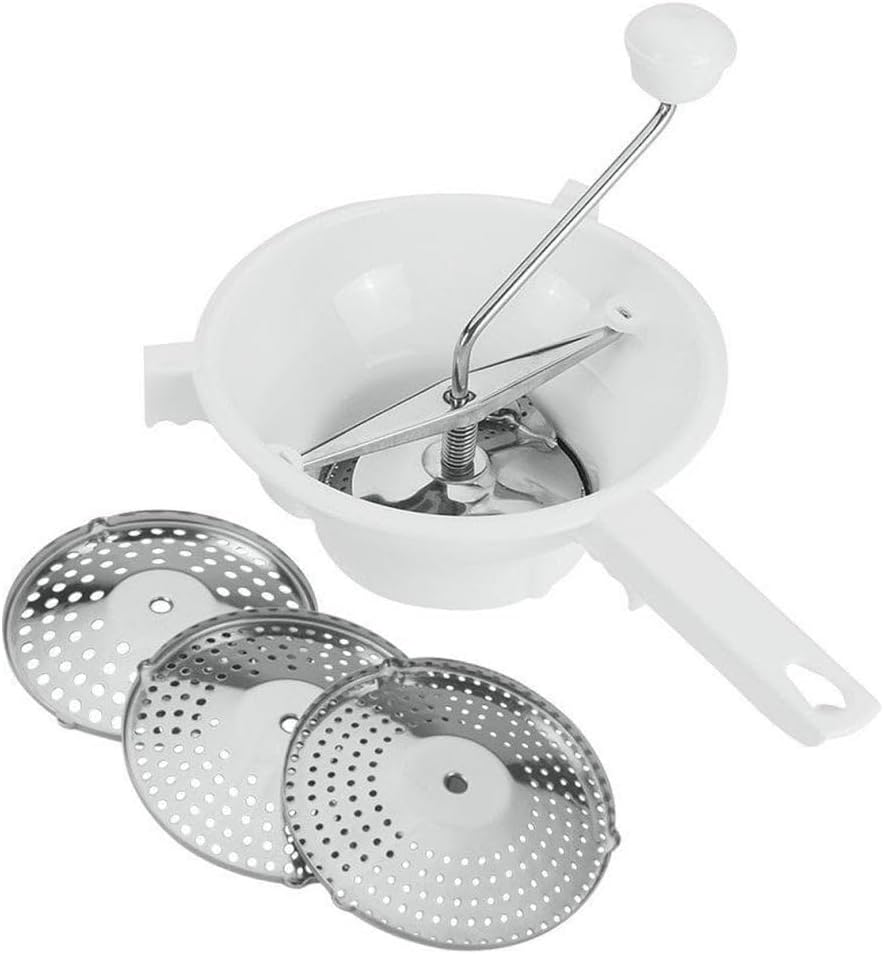Metaltex Polypropylene 3 Stainless Steel Blades Food Mill, 20 Cm Diameter, White/Silver image number 1