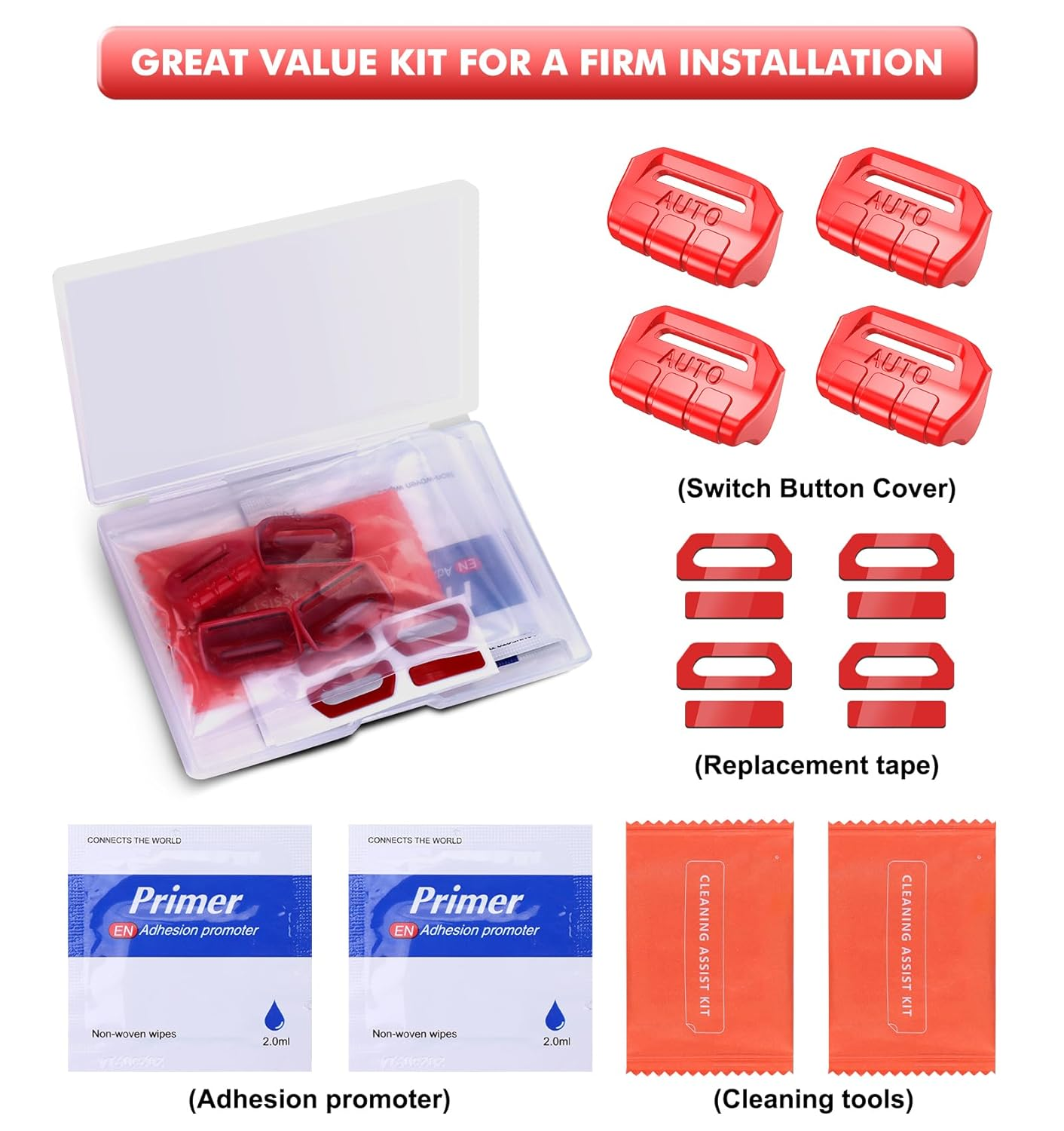 Fits for JL Jeep 4 PCS Upgrade Window Switch Button Cover Compatible with Jeep Wrangler JL JLU 2025 2024 2023 2022 2021 2020 2019 2018 & Gladiator JT 2020-2025 Interior Accessories(Bright Red) image number 5