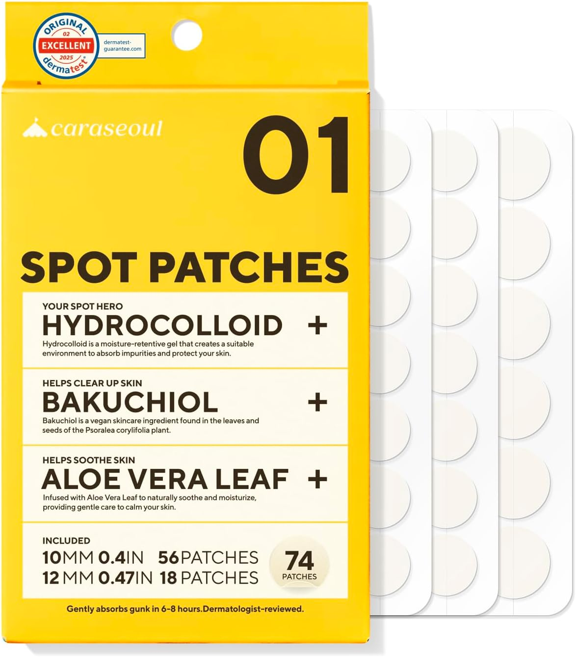 Pimple Patches, 2 Size Hydrocolloid Acne Patch for Zits and Blemishes, Bakuchiol & Aloe Vera, Korean Skin Care, Hassle Free Use &ndash; Dermatology Tested image number 5