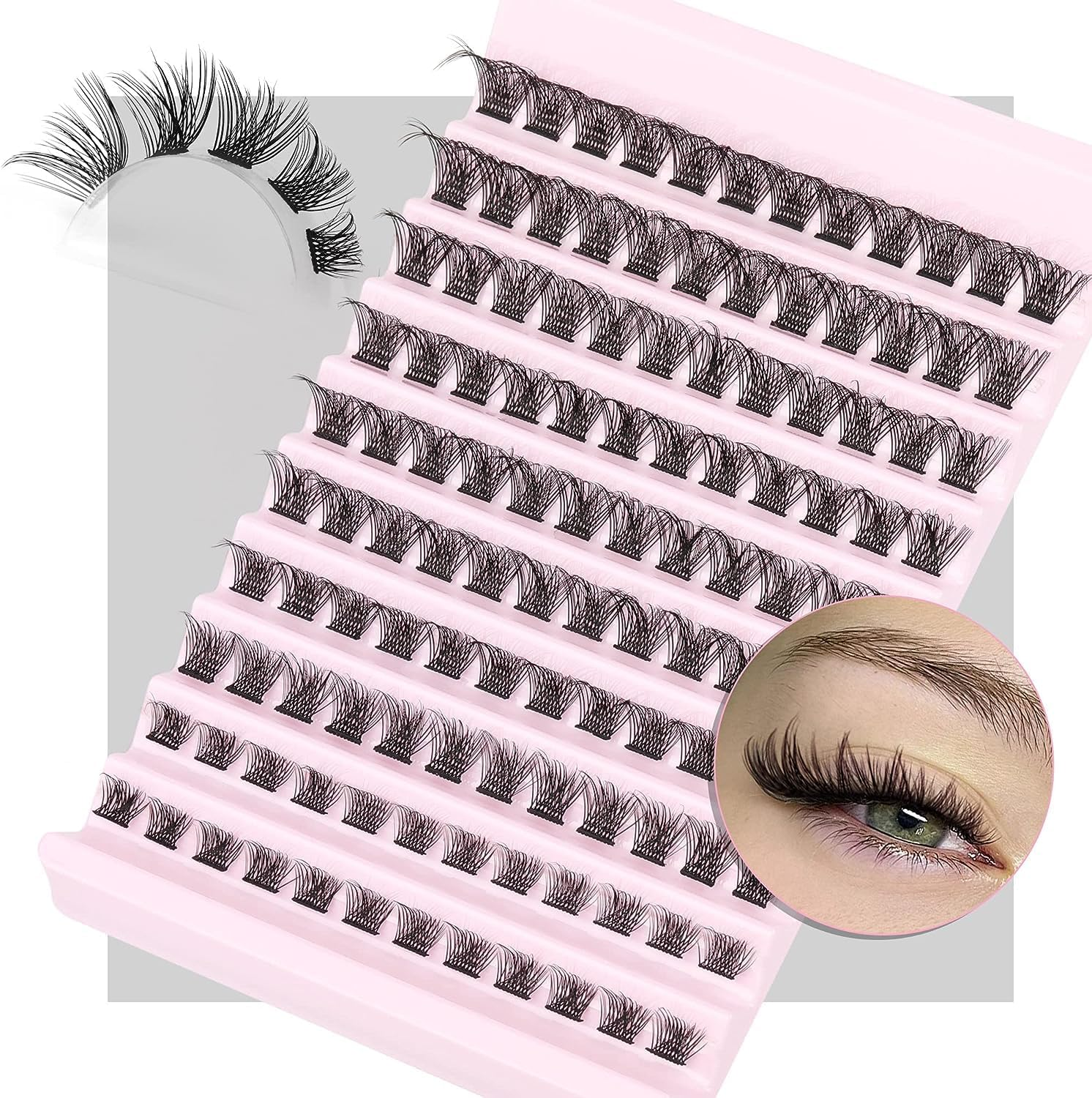 TNTAIAHL Lash Clusters 120Pcs Cluster Lashes 8-16Mm Wispy Individual Lashes Extensions Natural Look Lashes D Curl Fluffy Cluster Lashes DIY Eyelash Extension image number 6