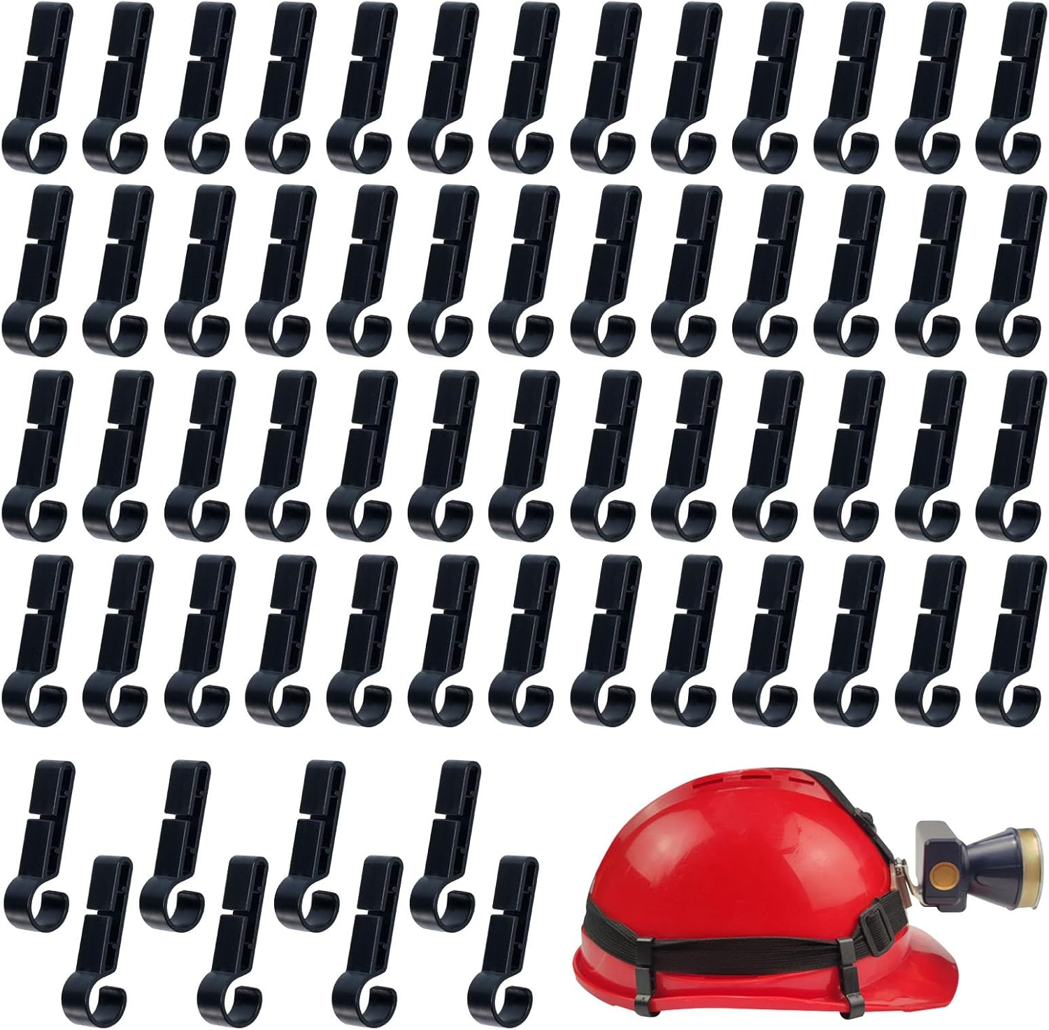 Koceci 60 PCS Hard Hat Light Clips, Black Headlamp Hook for Headlamp Light Hook Accessory,Helmet Light Clamp, Anti-Slip Stable Hard Hat Light Mount image number 5