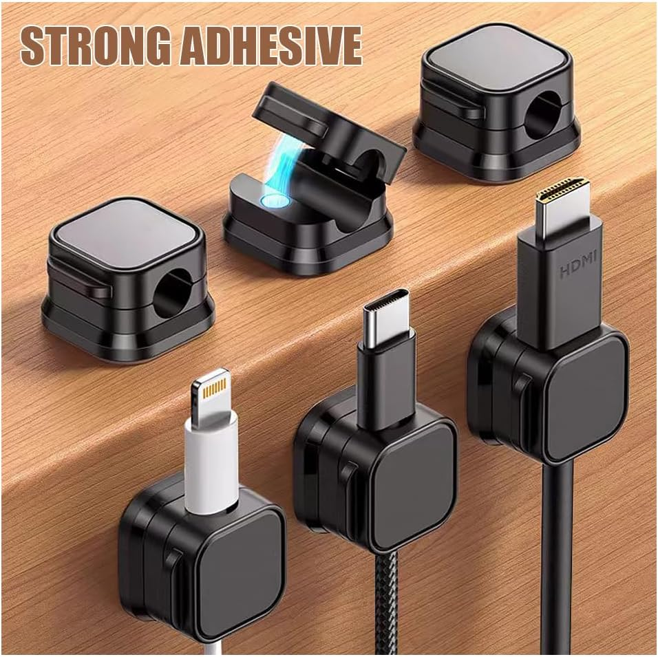 8 Pcs Magnetic Cable Clips Adhesive Cord Management Holder, Charger Cable Tidy Holder Storage Clip, Wire Desk Organizer for Phone, Home Office Kitchen image number 4