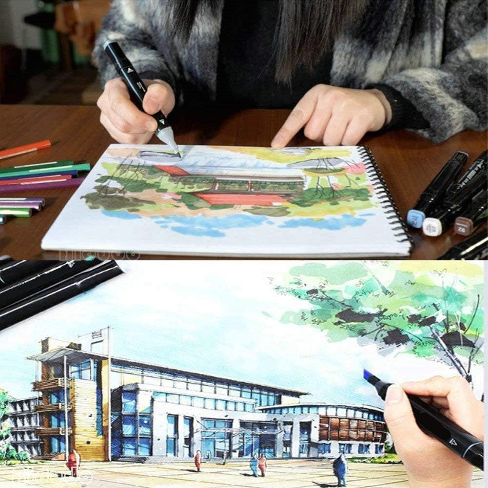 80 Color Alcohol Markers Pen Set for Drawing, Thebeautiful Artist Art Markers Permanent Dual Tip Drawing Markers Set, Sketch Color Illustration Highlighting for Kids Adult Markers(Black Shell) - 168 Colors Black Shell image number 3