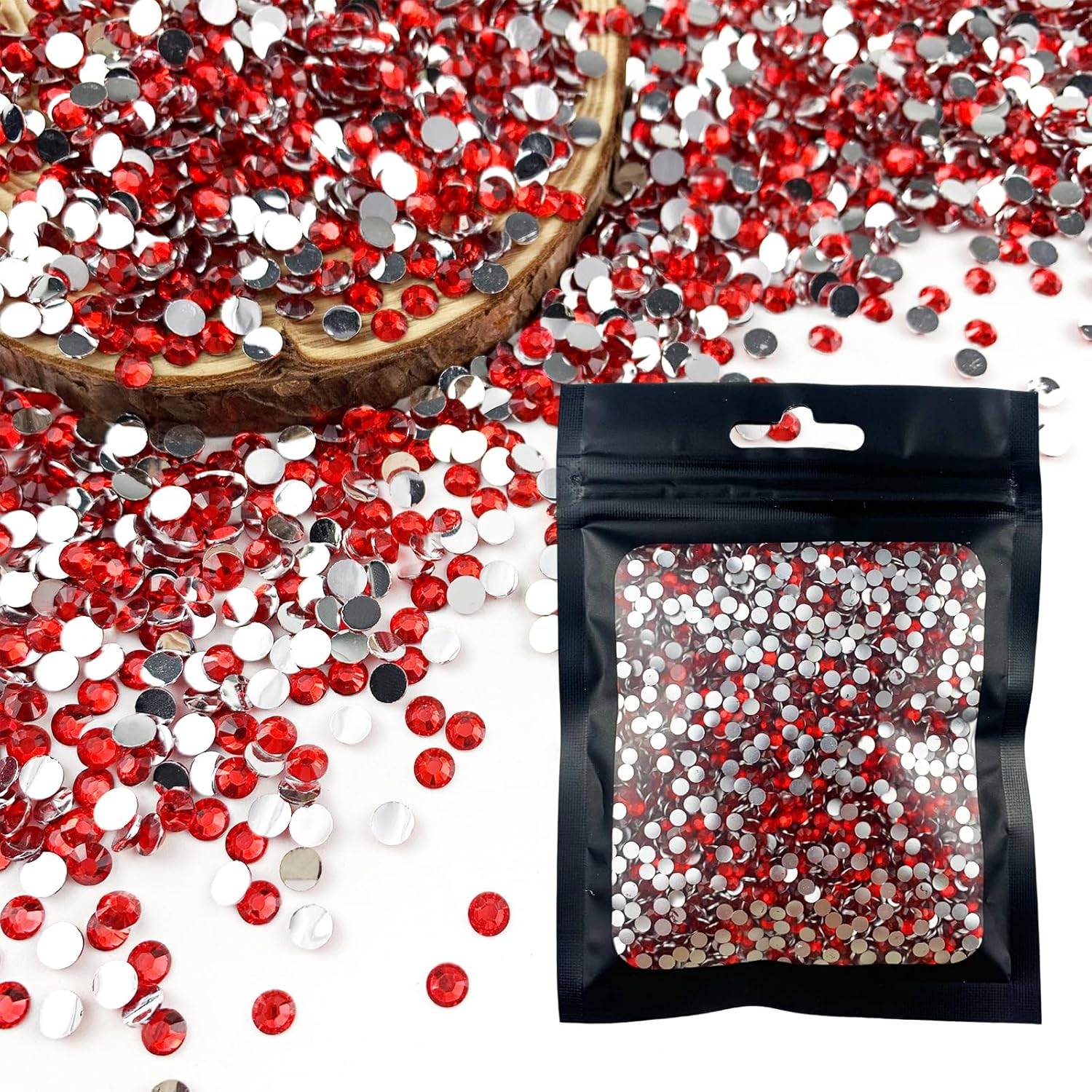 CLRDIVA 5000Pcs 3Mm Red round Resin Flatback Craft Rhinestones for Shoes Tumblers Nails Makeup DIY Bling Decoration image number 3