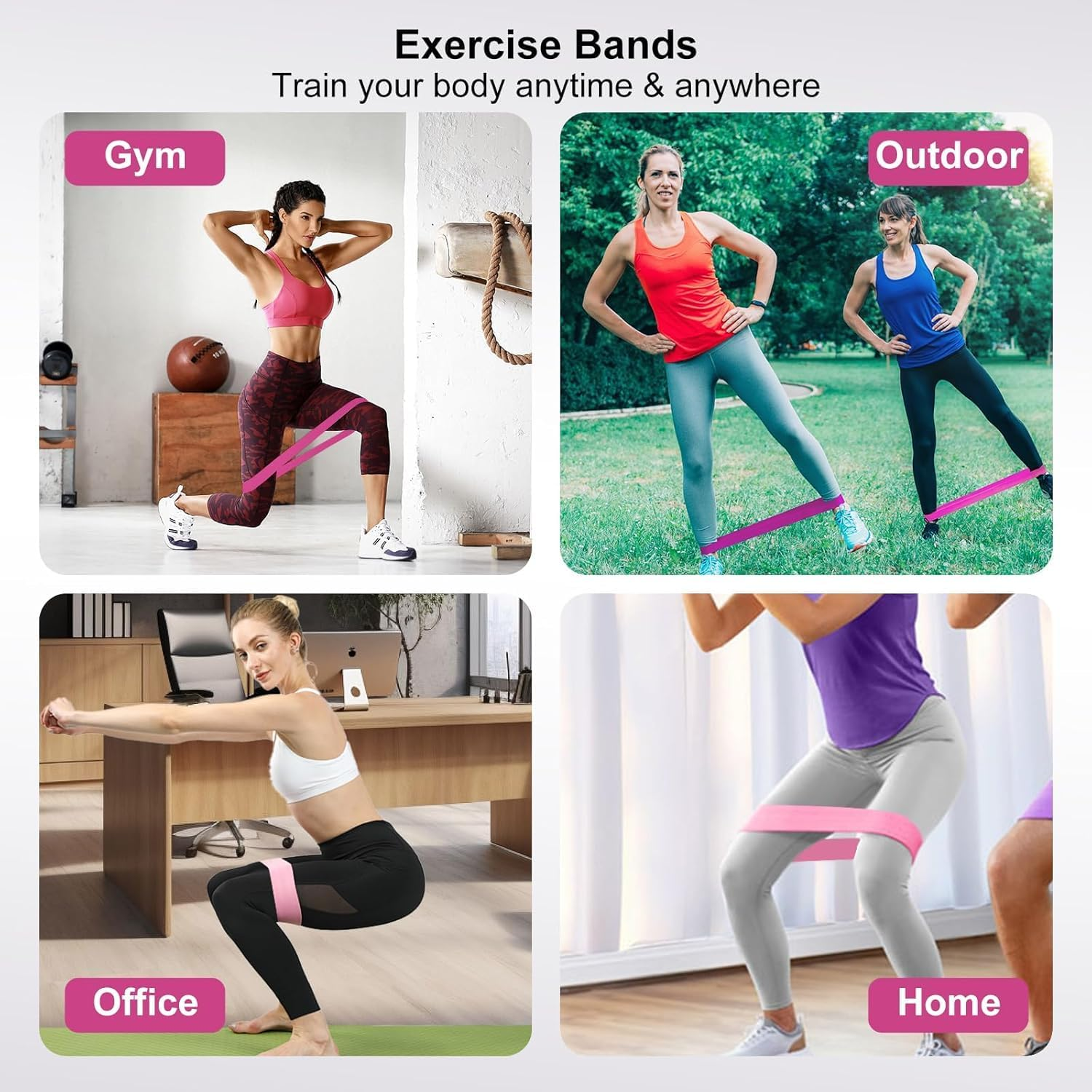 QYINXIU 5 Pcs Exercise Bands, Resistance Loop Exercise Bands, Exercise Bands for Home Fitness, Stretching, Strength Training, Physical Therapy, Elastic Workout Bands image number 3