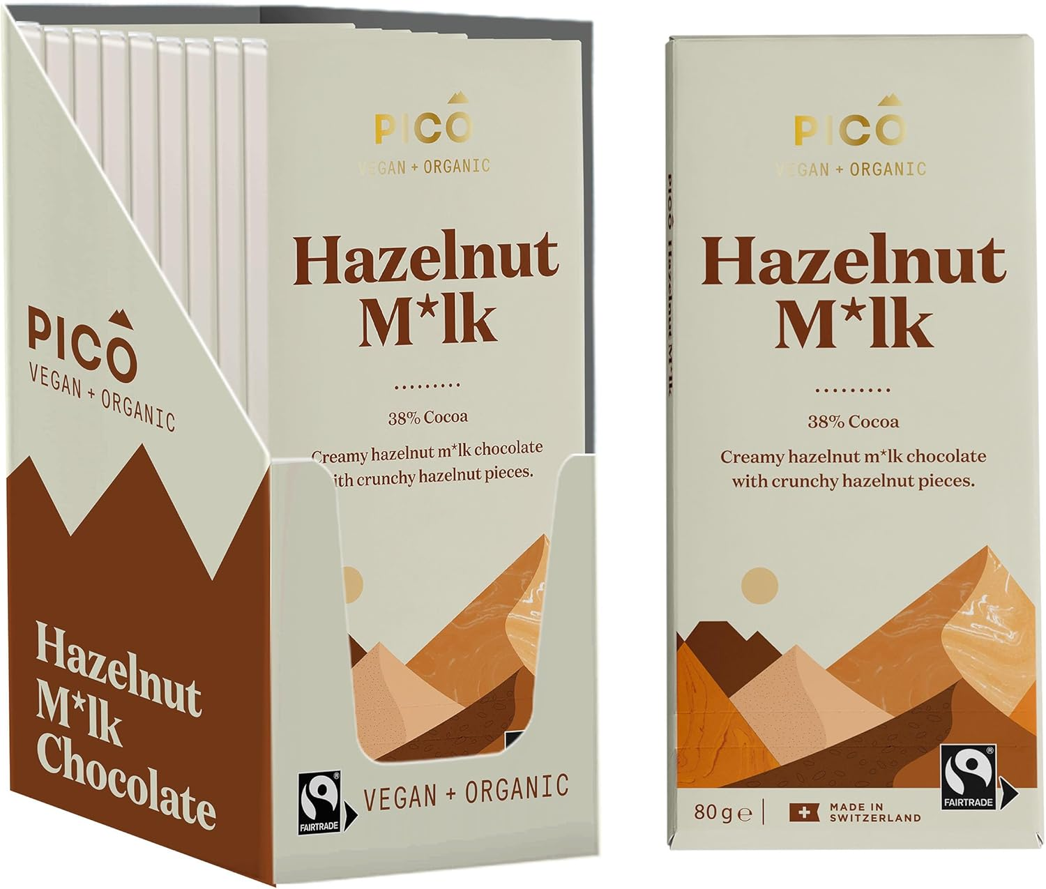 Pico Chocolate, Organic Hazelnut Milk - 10 Pack X 80G Blocks image number 5